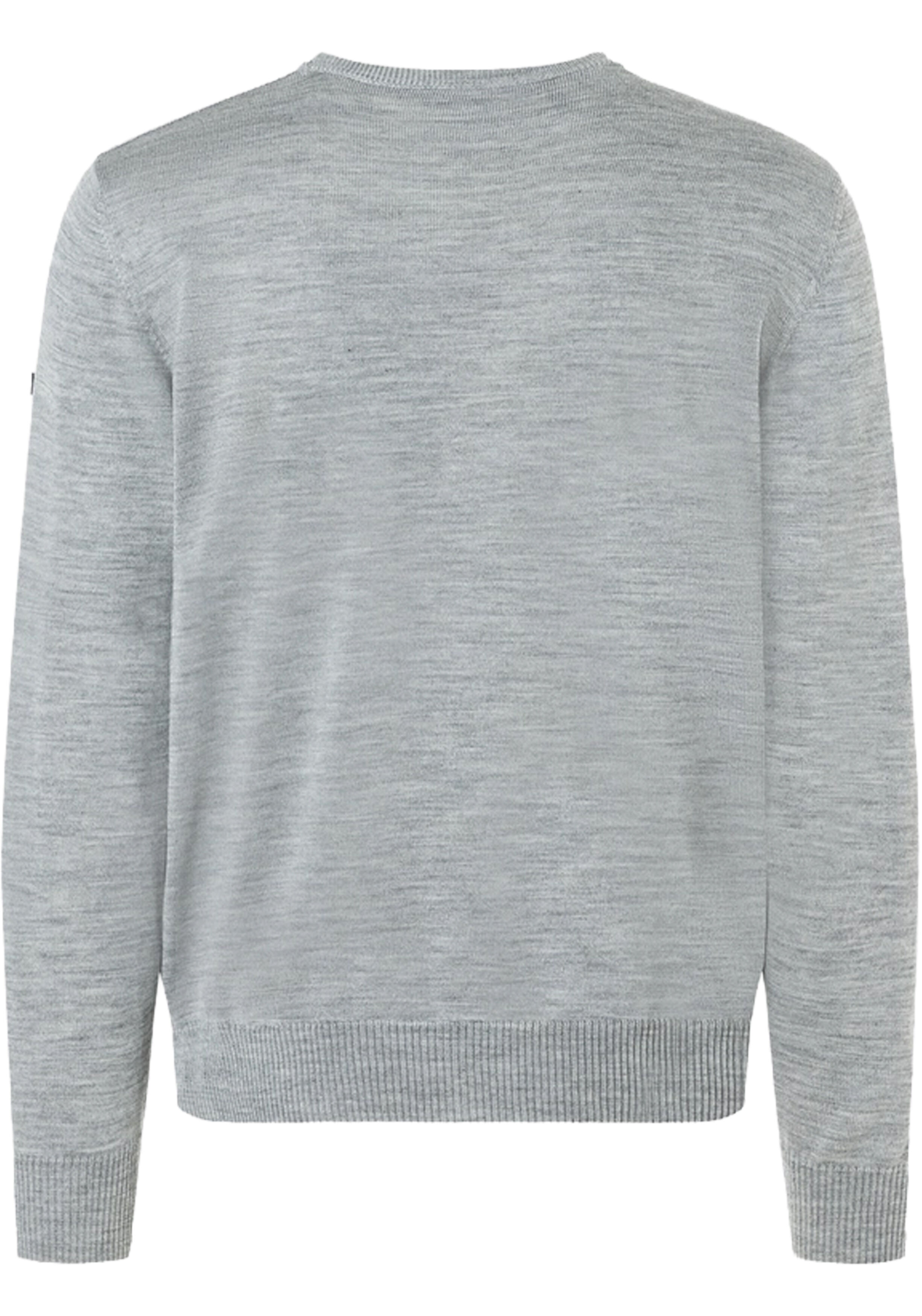MAERZ Classic Fit heren trui met O-hals wol, grijs
