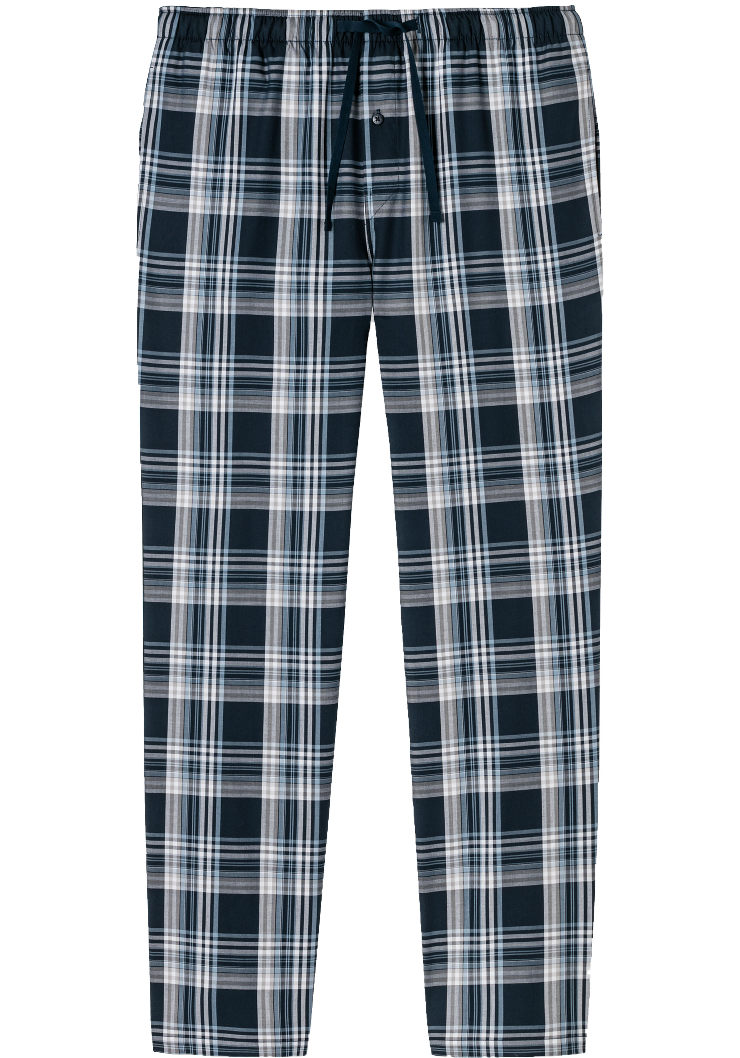 SCHIESSER Mix+Relax lounge broek, lange pijpen, dun niet elastisch, blauw geruit