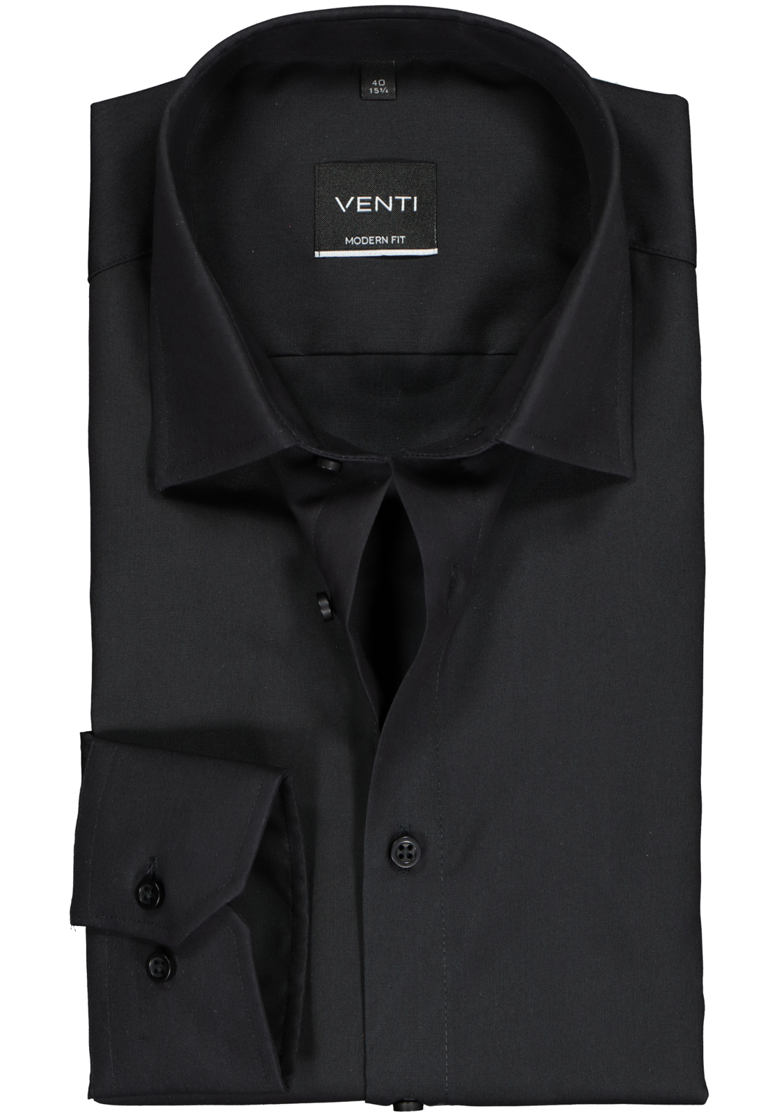 1-4060031601856_venti-overhemd_HR VENTI modern fit overhemd, mouwlengte 72, zwart