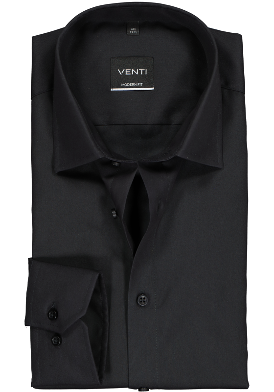 VENTI modern fit overhemd, mouwlengte 72, zwart VENTI modern fit overhemd, mouwlengte 72, zwart