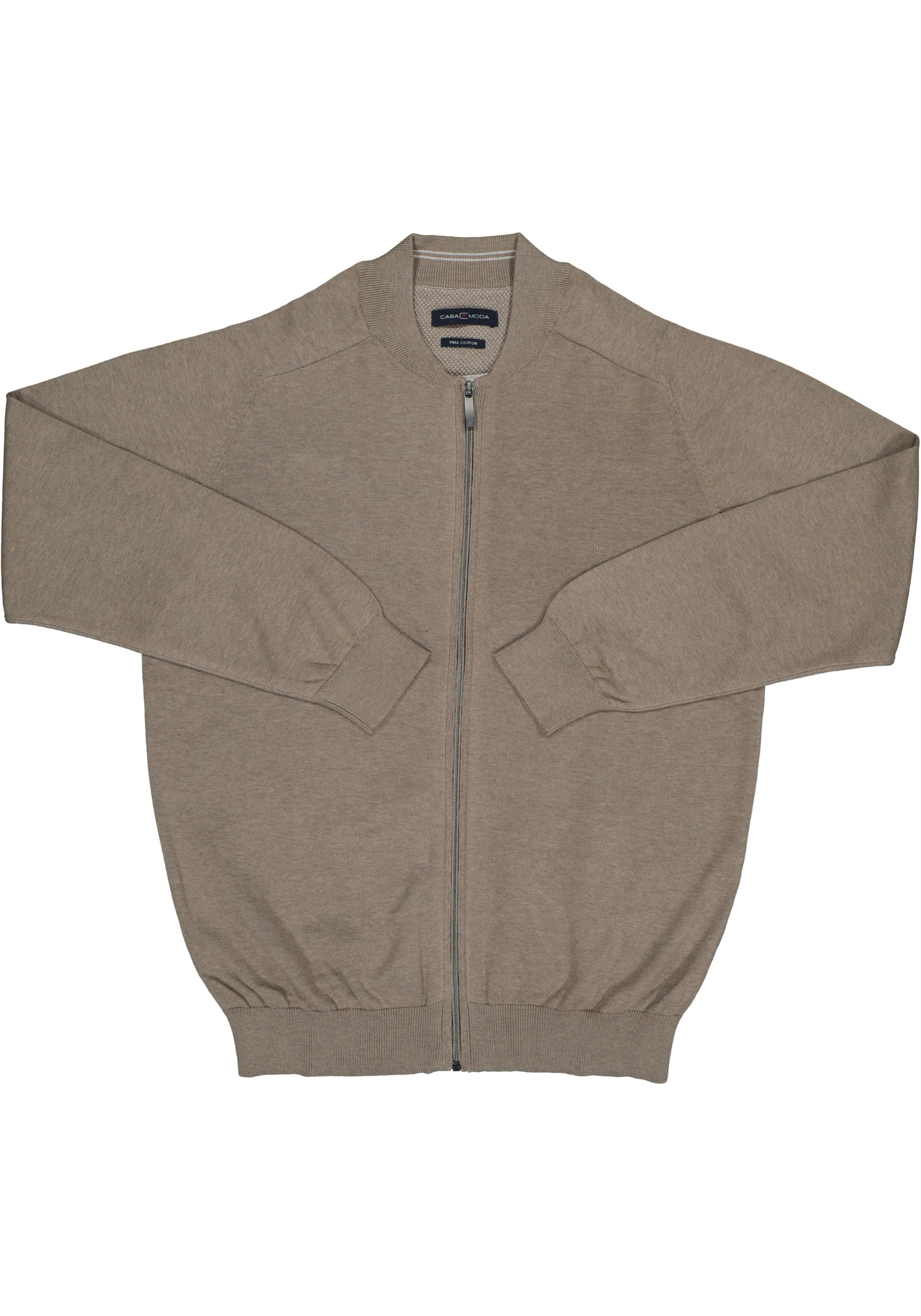 CASA MODA heren vest katoen, met rits, kaki