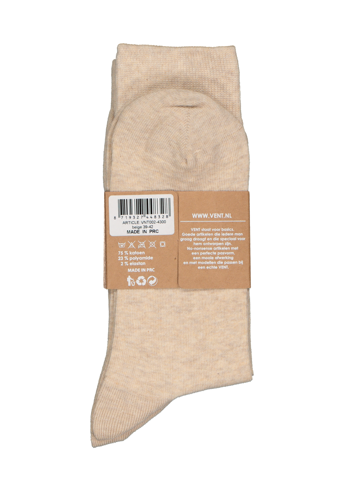 5-8719327448328_vent_sokken_2p_HR VENT herensokken katoen (2-pack), beige
