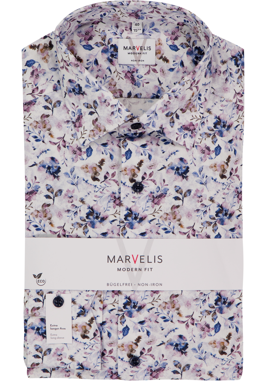 MARVELIS modern fit overhemd, mouwlengte 7, popeline, wit dessin MARVELIS modern fit overhemd, mouwlengte 7, popeline, wit dessin