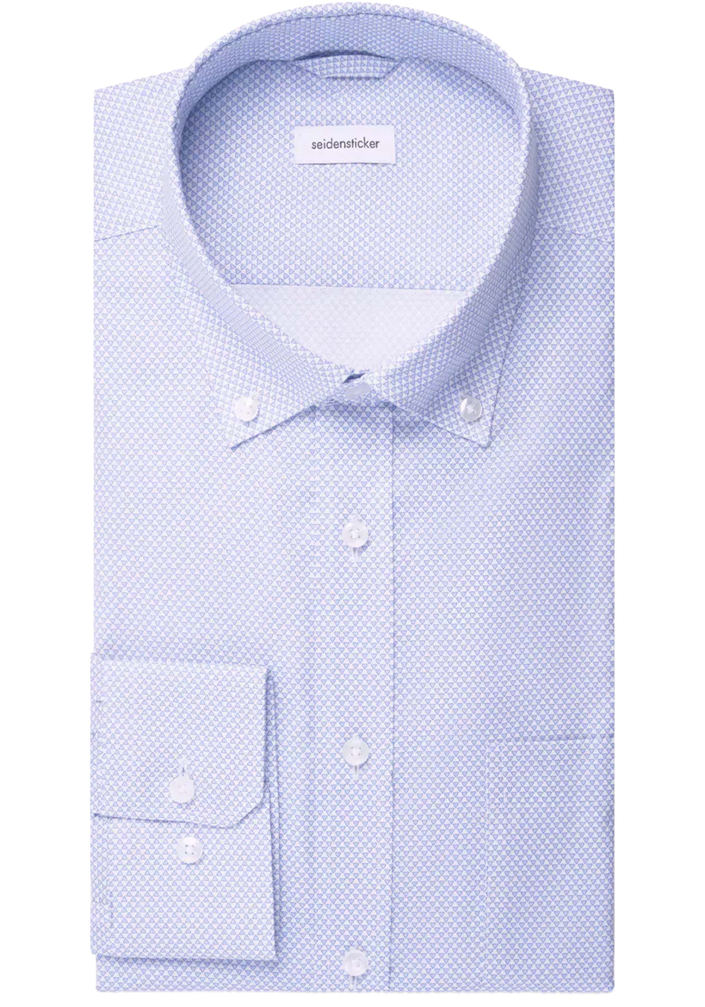 Seidensticker comfort fit overhemd, popeline, blauw dessin