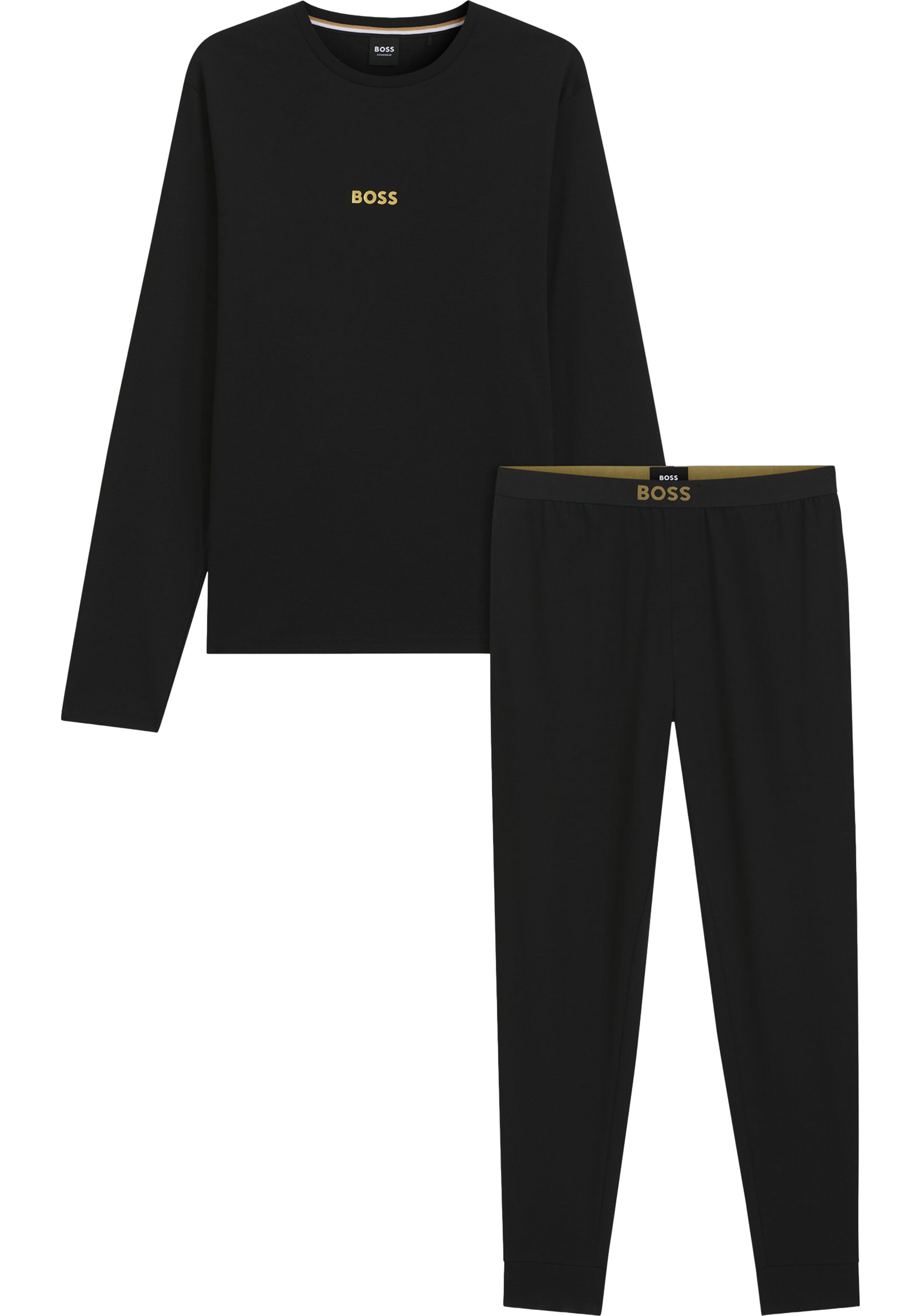 BOSS Relax Long Set, heren pyjama set, zwart
