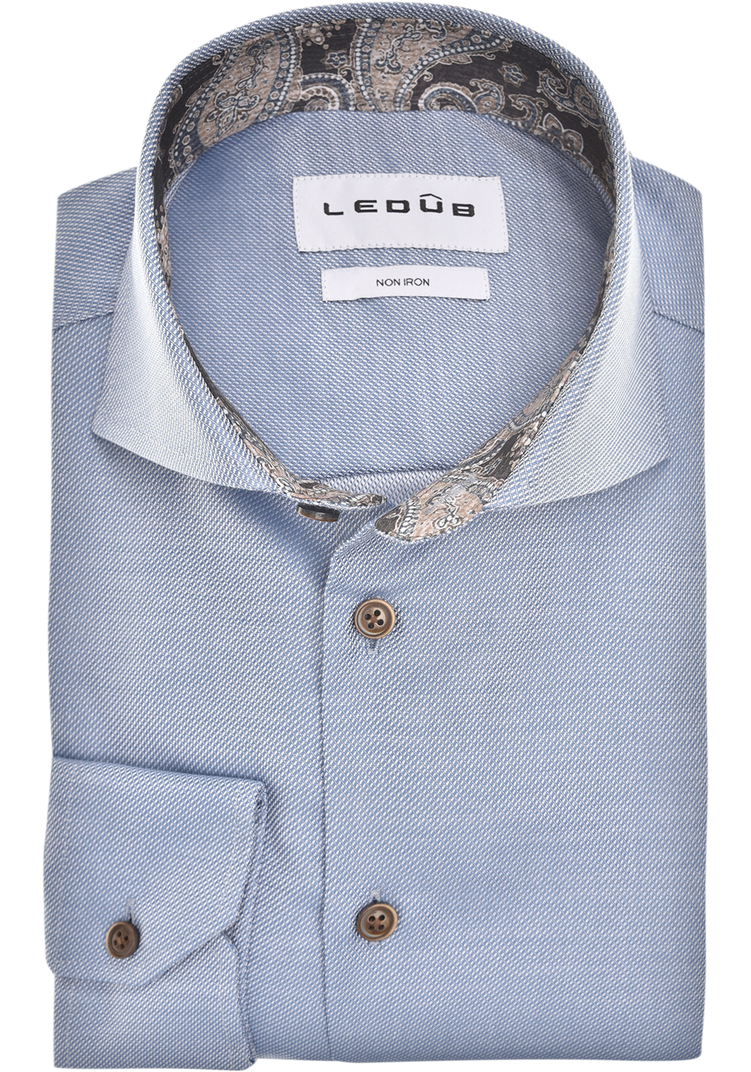 Ledub modern fit overhemd, popeline, middenblauw
