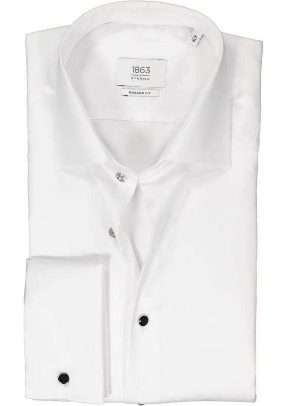 ETERNA modern fit overhemd, twill met dubbele manchet, wit ETERNA modern fit overhemd, twill met dubbele manchet, wit