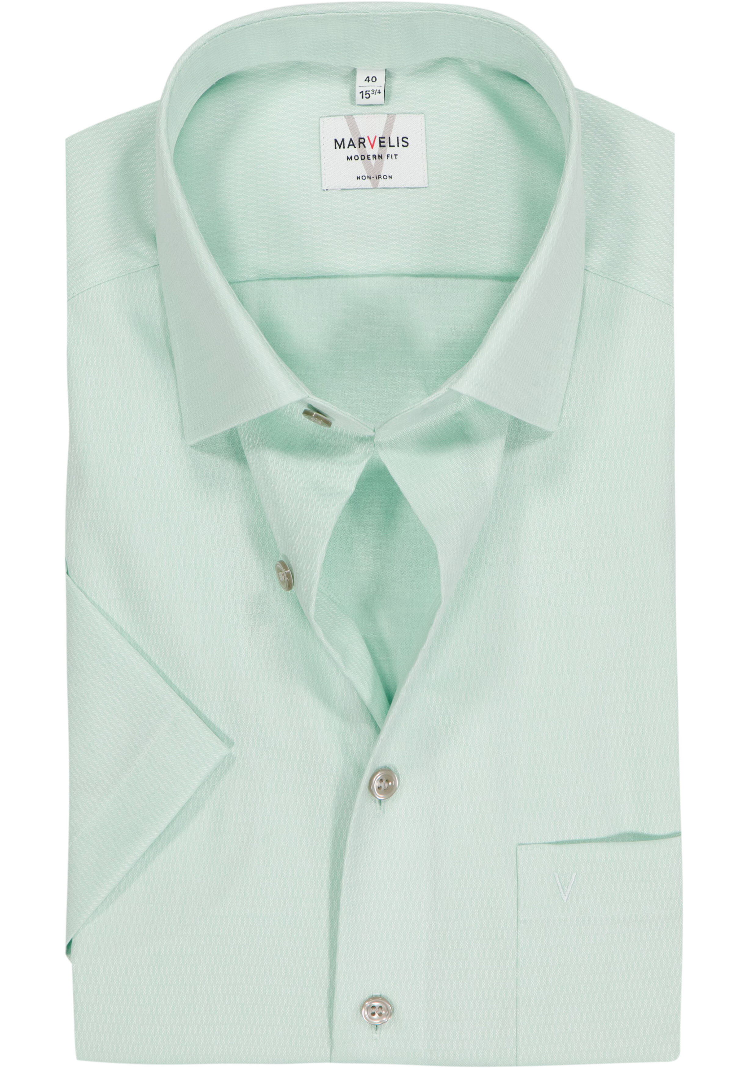 MARVELIS modern fit overhemd, korte mouw, structuur, groen