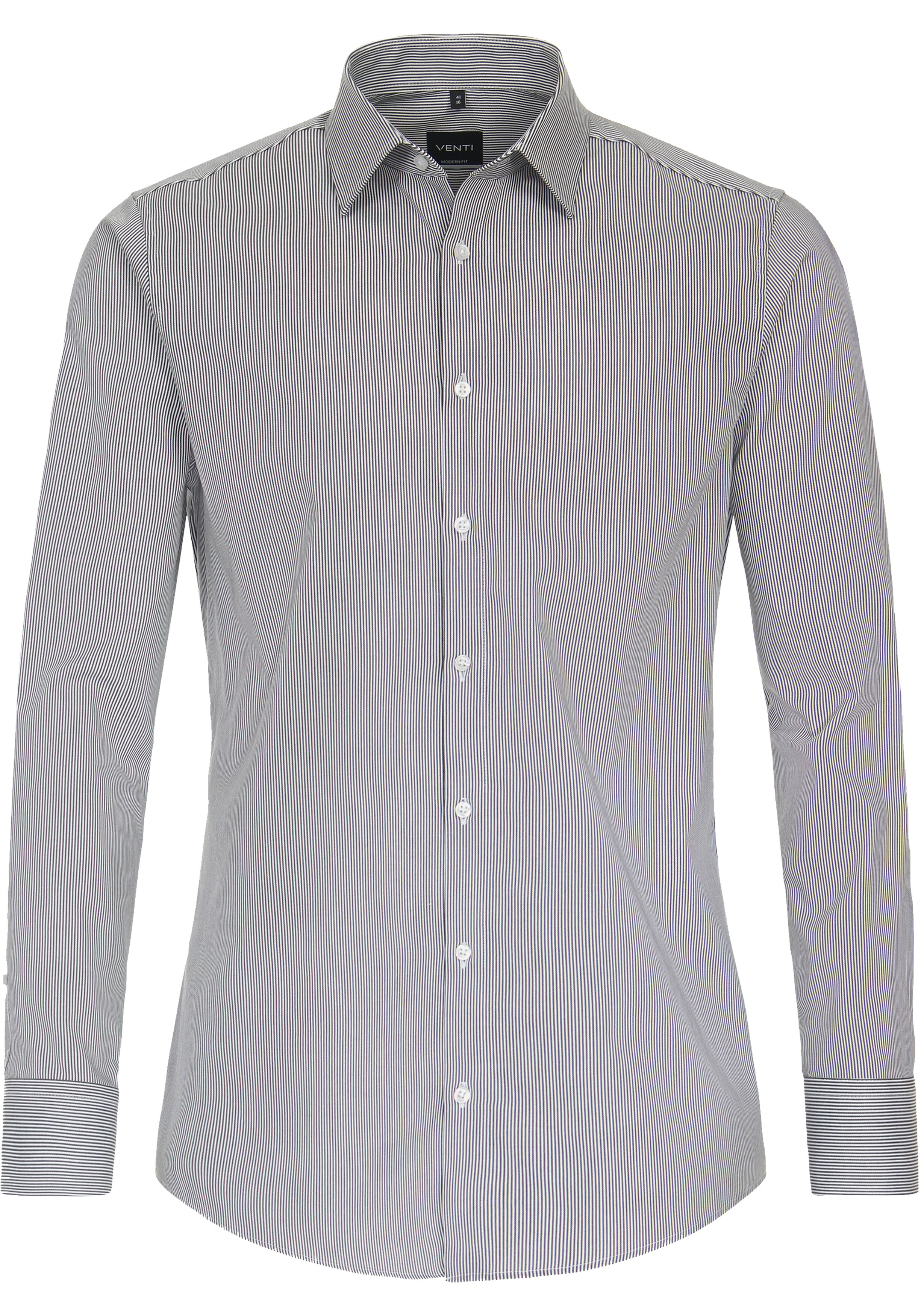 VENTI modern fit overhemd, twill, zwart gestreept