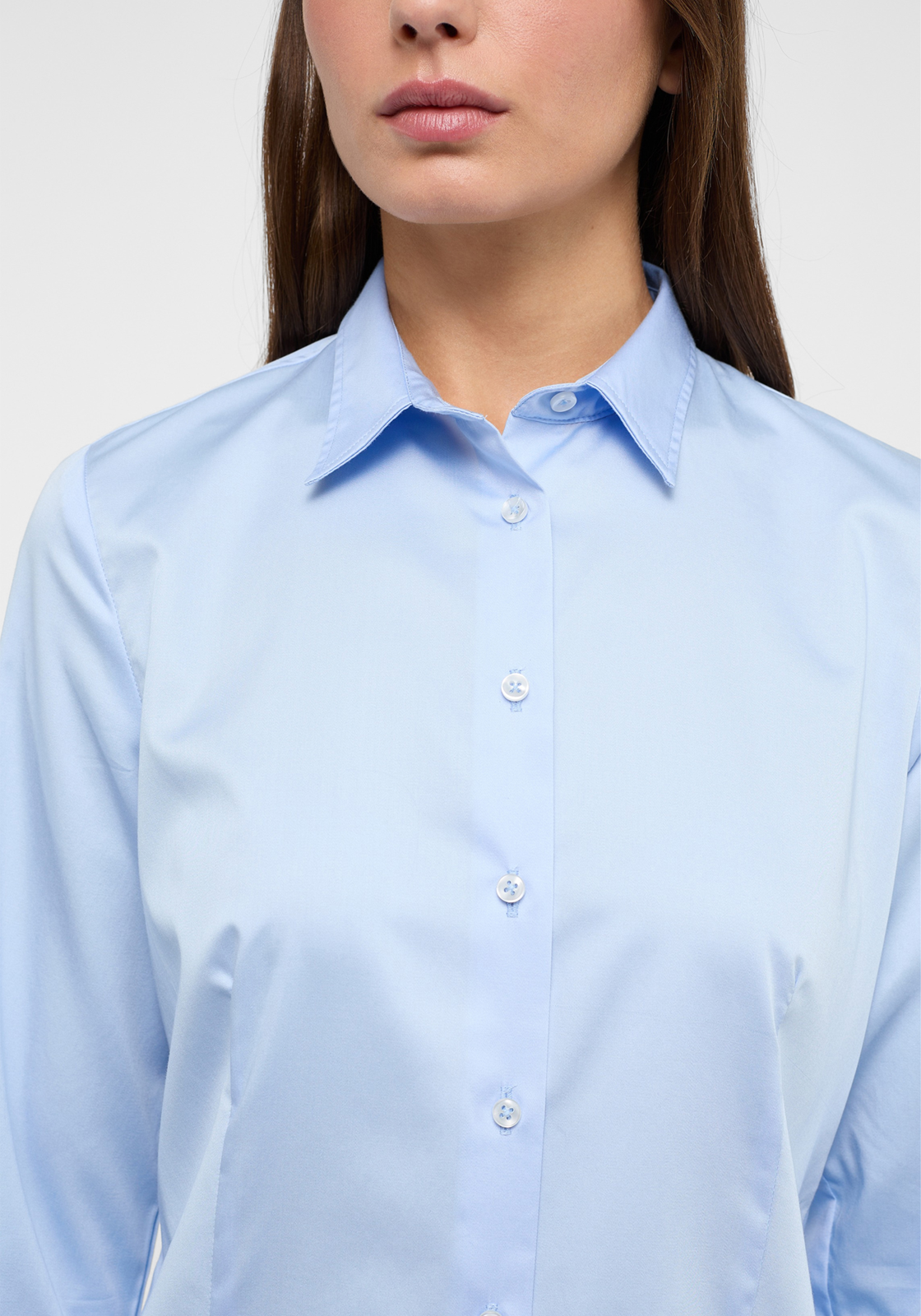 ETERNA dames blouse modern classic, stretch satijnbinding, lichtblauw ETERNA dames blouse modern classic, stretch satijnbinding, lichtblauw