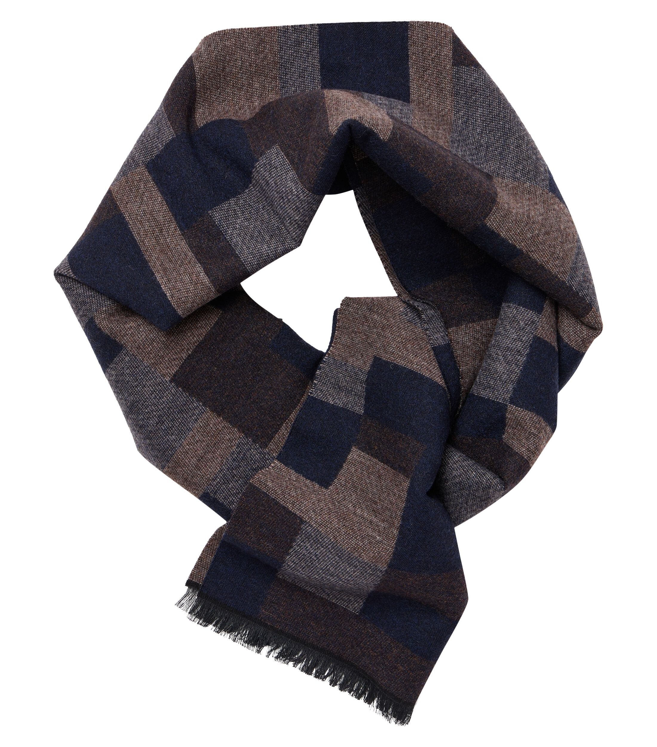 CASA MODA sjaal, donkerblauw, bruin, grijs dessin