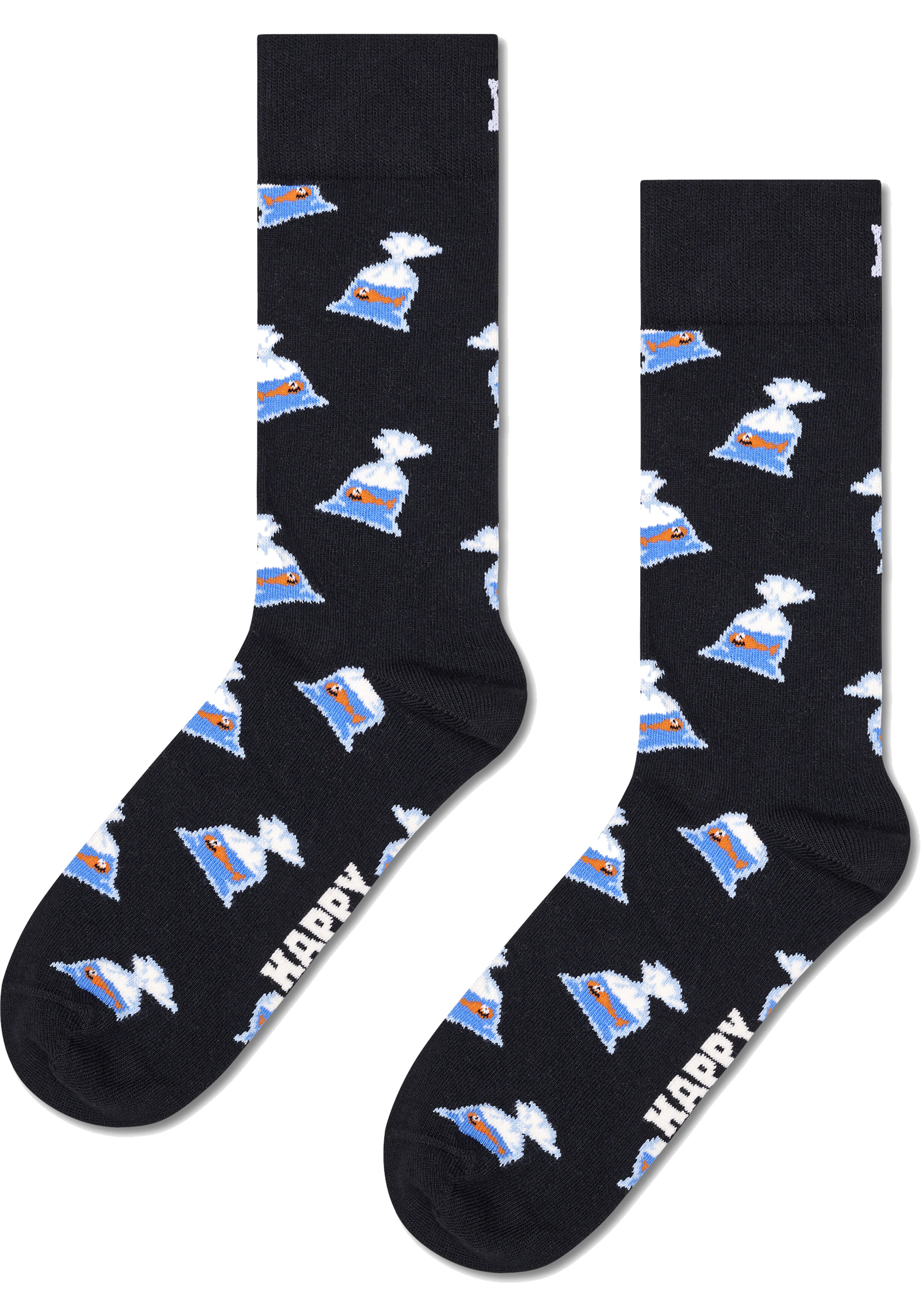 Happy Socks Something Fishy Sock, unisex sokken, zwart