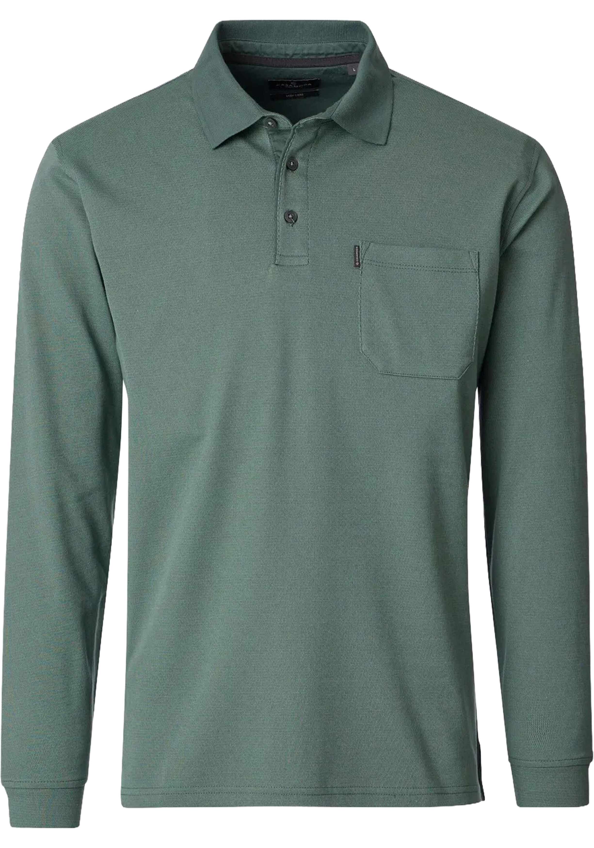 CASA MODA comfort fit heren polo lange mouw, groen dessin