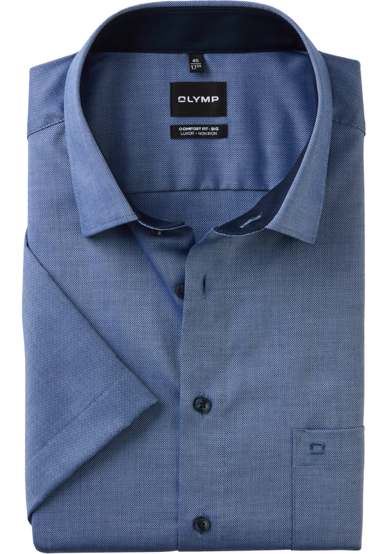 OLYMP Luxor comfort fit Big overhemd, korte mouw, natte, marine blauw OLYMP Luxor comfort fit Big overhemd, korte mouw, natte, marine blauw