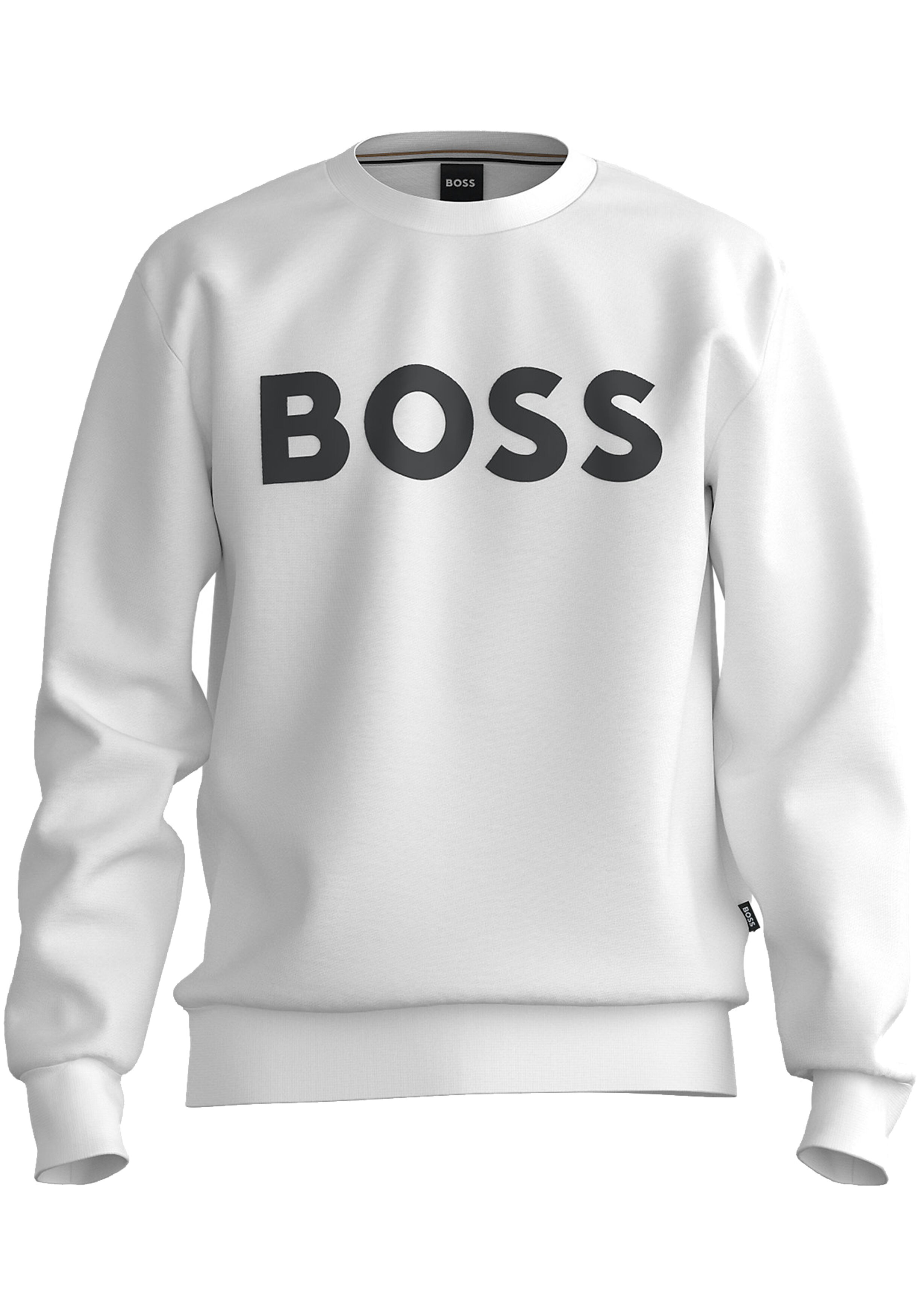 BOSS Soleri regular fit trui katoen, heren sweatshirt middeldik, wit