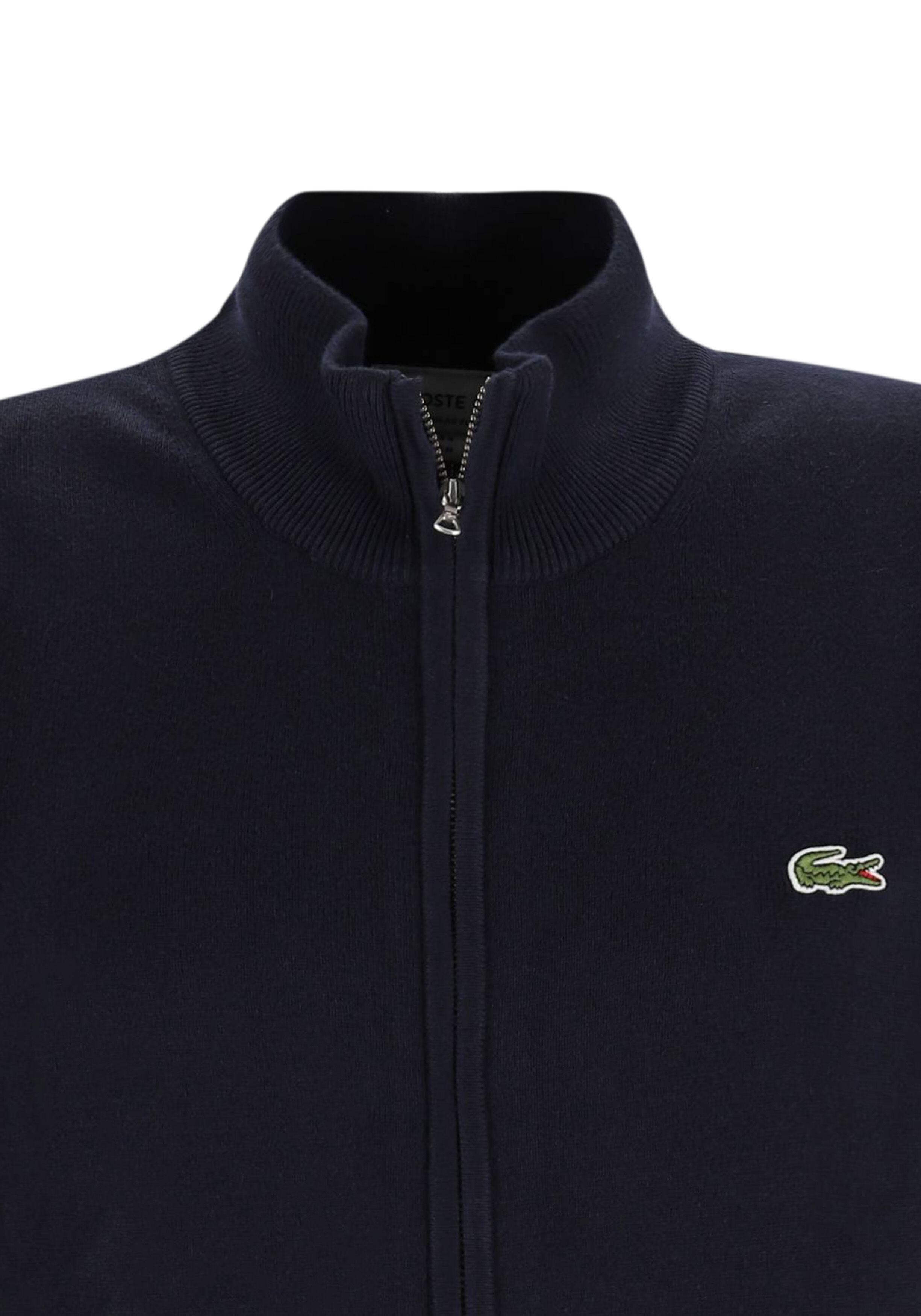 Lacoste heren vest katoen, met rits, navy blauw