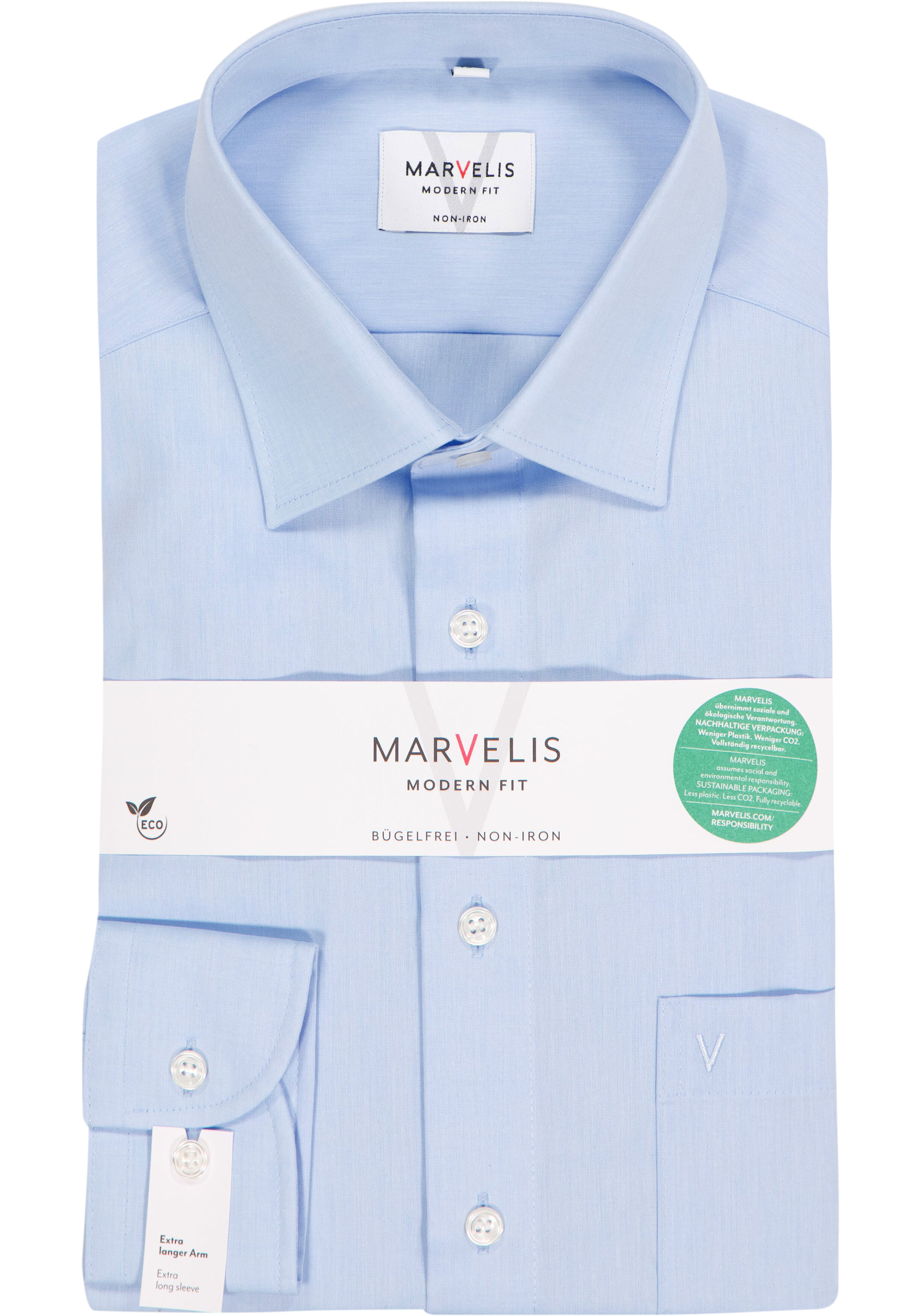 MARVELIS modern fit overhemd, mouwlengte 7, lichtblauw