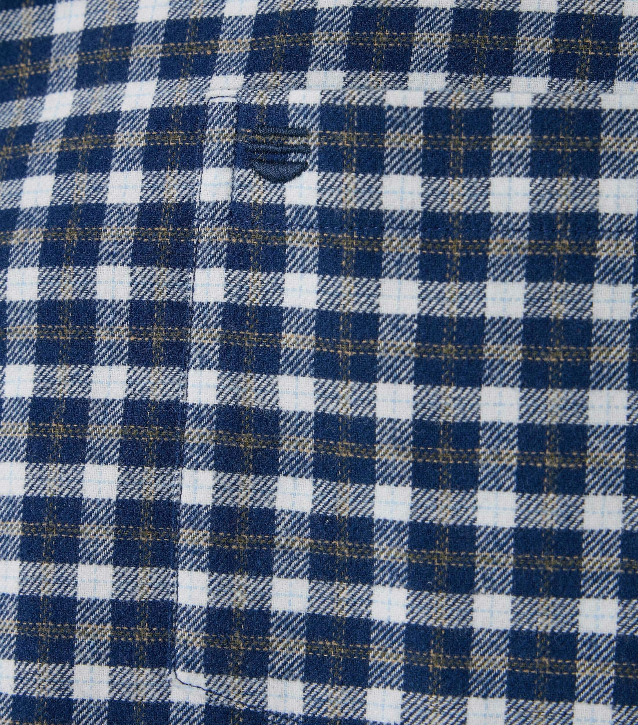 Redmond comfort fit overhemd, flanel, blauw met wit en beige geruit