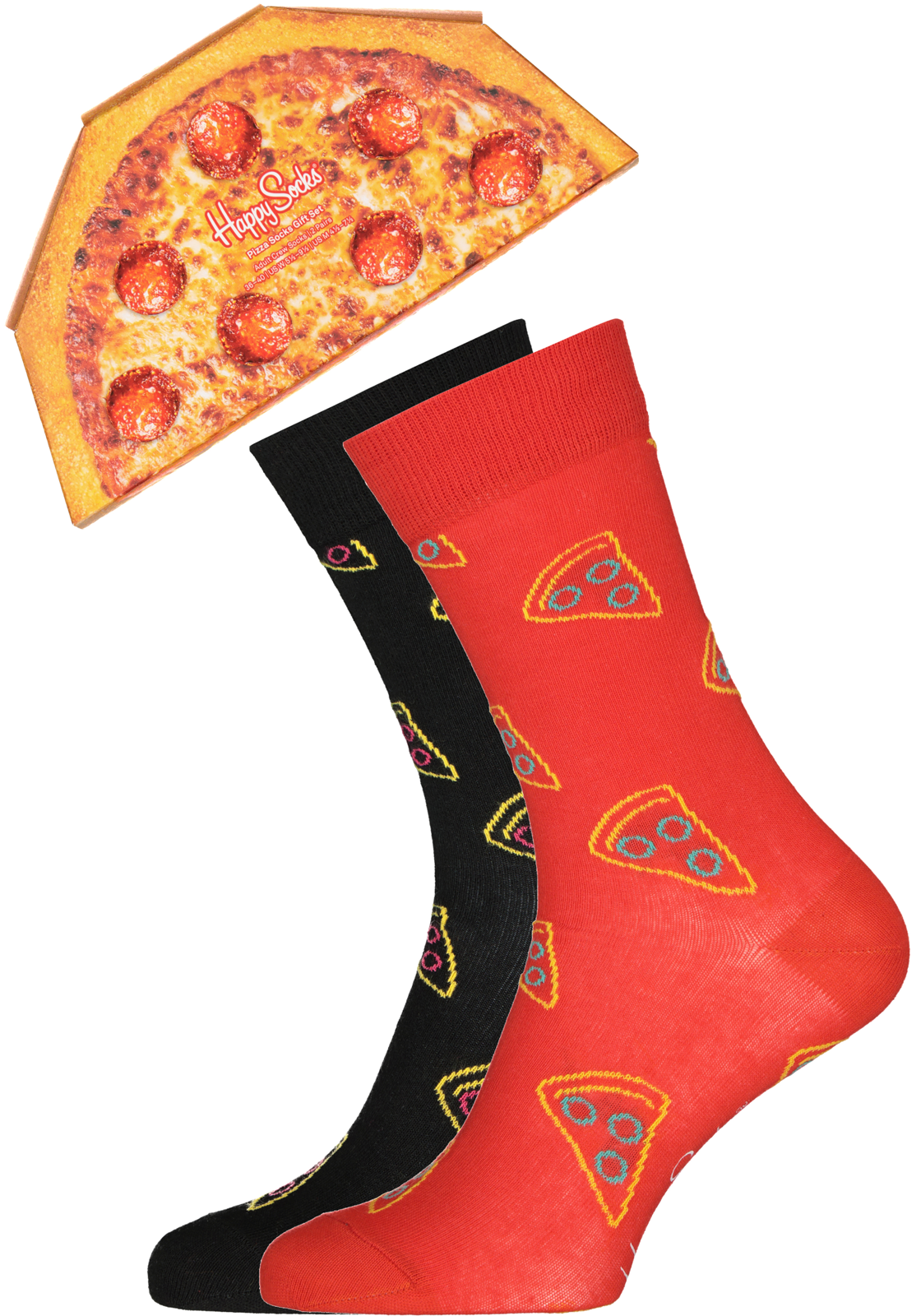 1-7333102504859_happy_socks_HR Happy Socks Pizza Socks Gift Set (2-pack), smakelijk rood en zwart