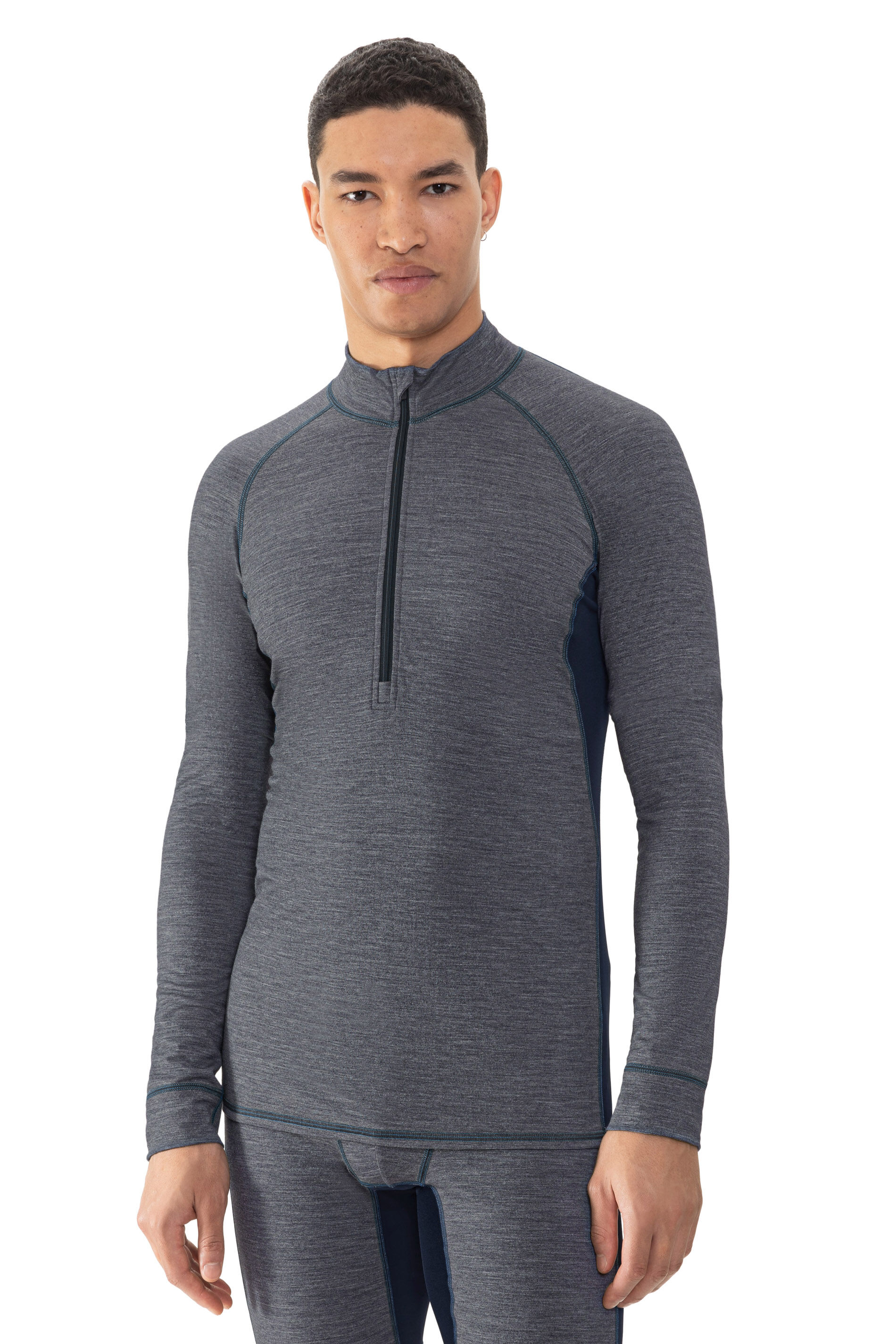 Mey heren T-shirt long sleeve Prfrmnc+, thermo T-shirt lange mouw jeansblauw
