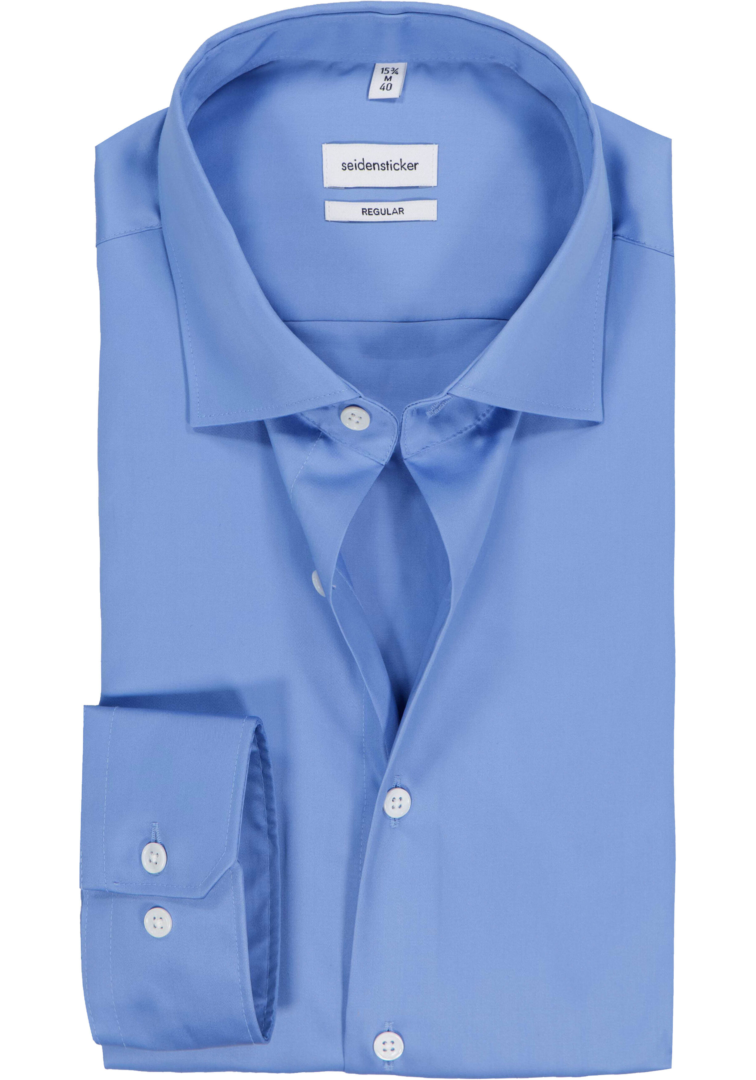 Seidensticker regular fit overhemd, popeline, blauw