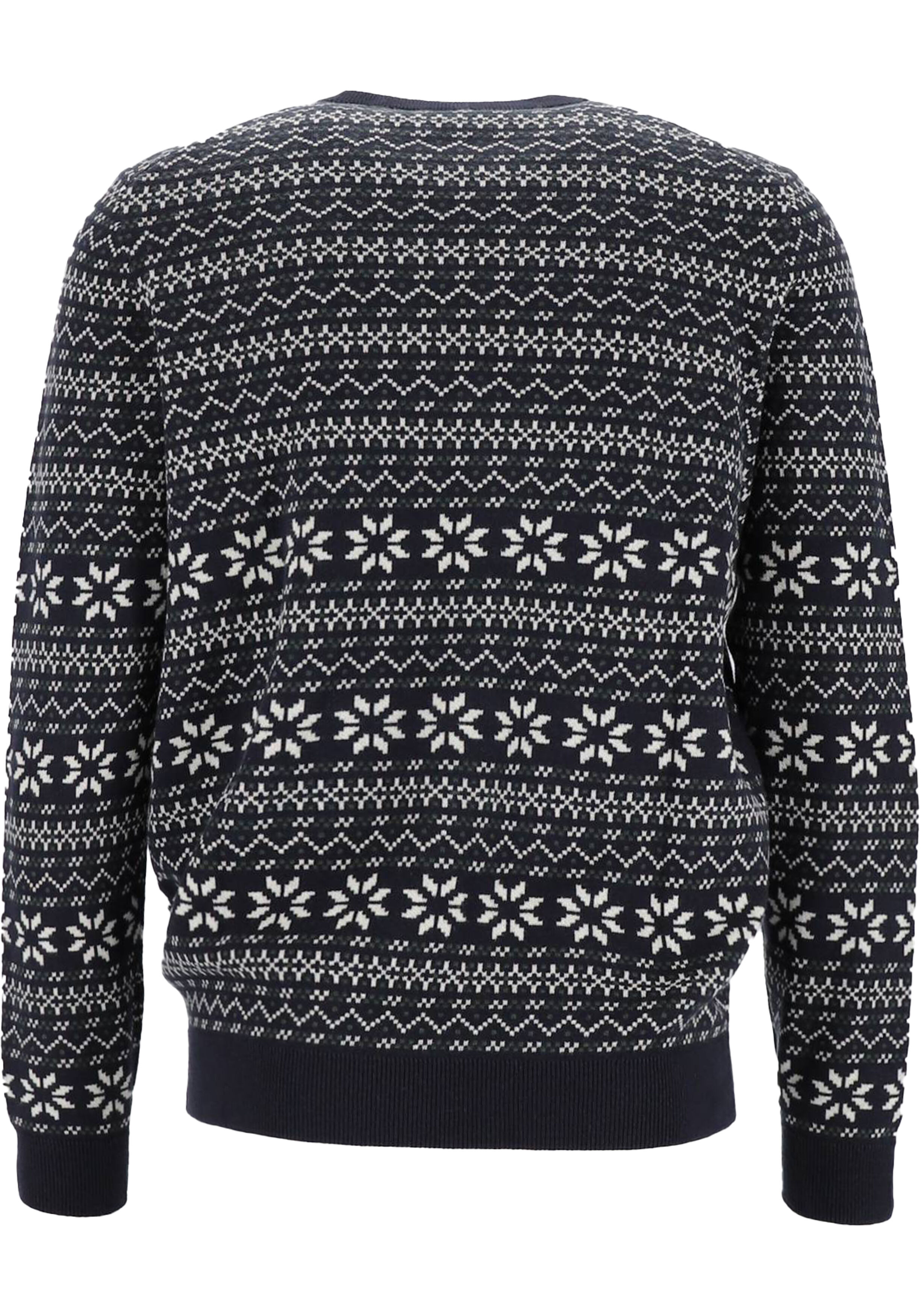MARVELIS modern fit Kersttrui katoen, O-hals, donkerblauw met Kerst print