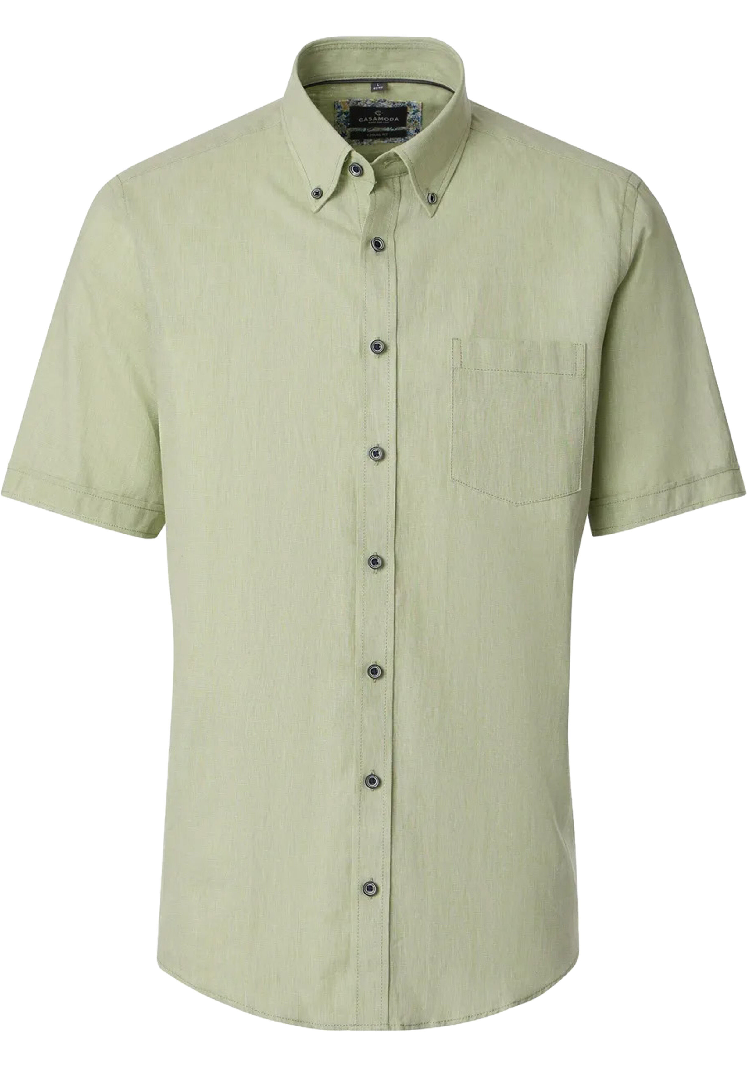 CASA MODA Sport casual fit overhemd, korte mouw, structuur, groen