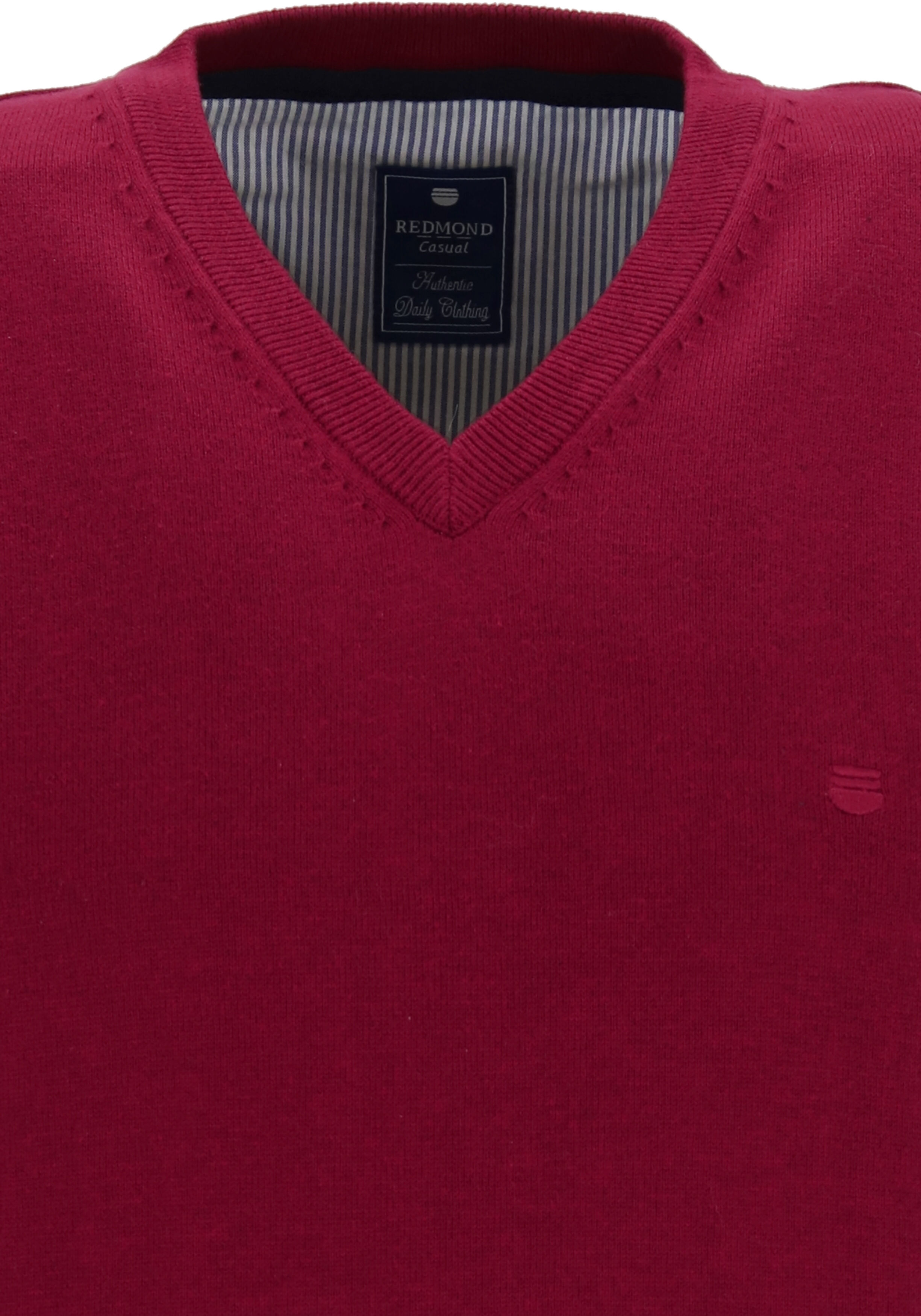 Redmond heren spencer katoen, V-hals, bordeaux rood