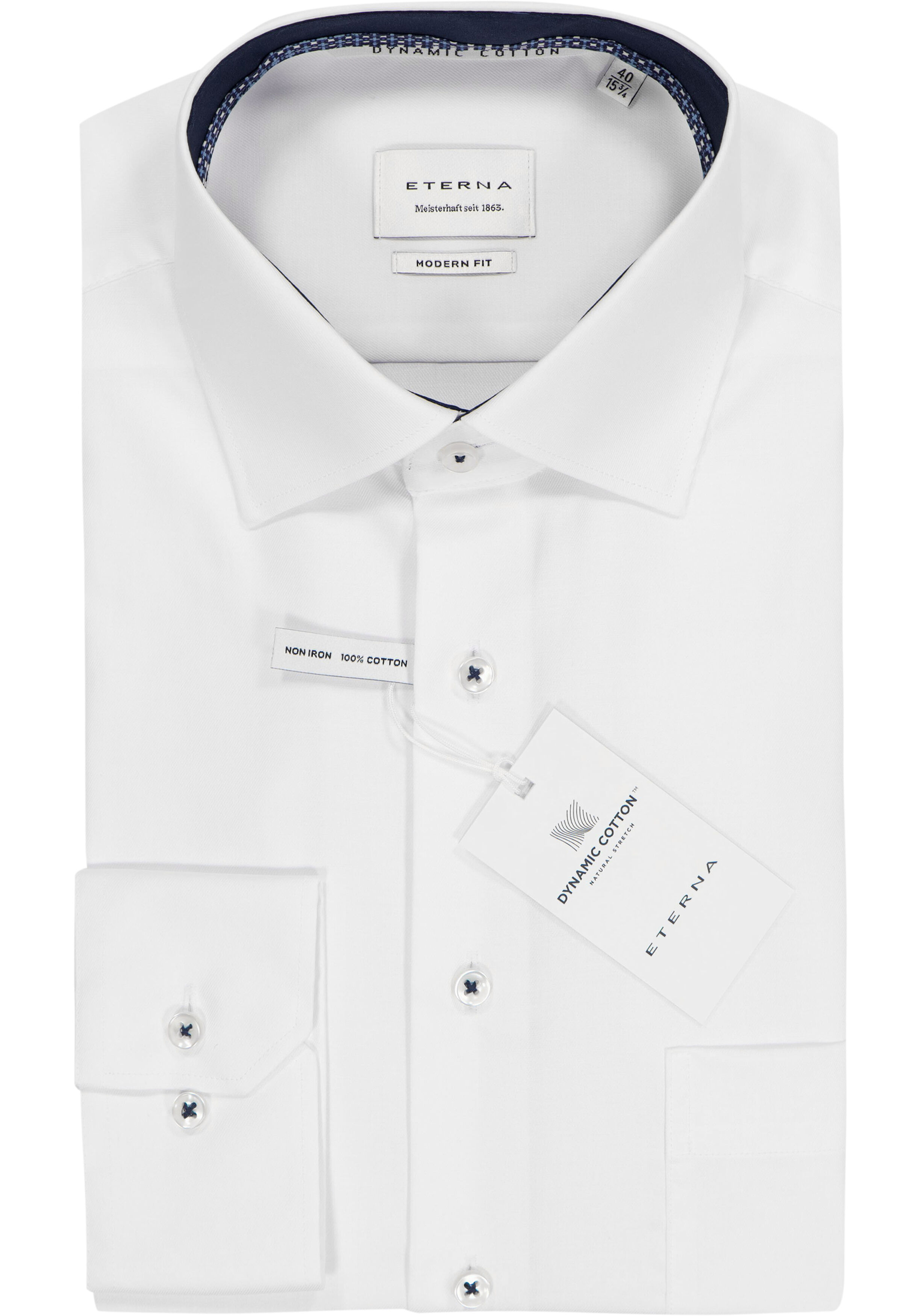 ETERNA modern fit overhemd, twill, wit