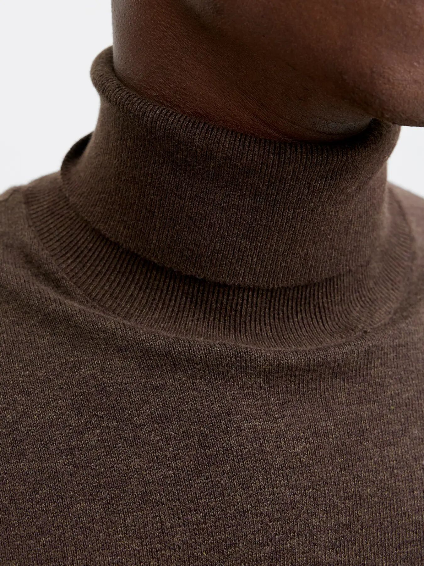 JACK & JONES Emil knit roll neck slim fit, heren pullover viscosemengsel met col, bruin (mulch twist)