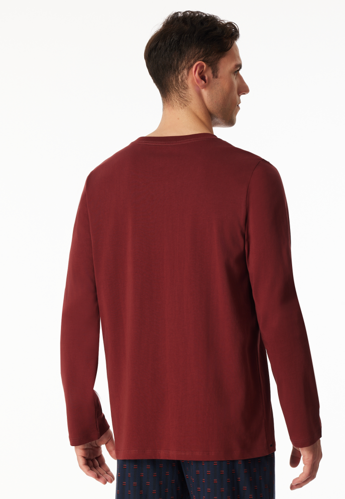 SCHIESSER Mix + Relax Shirt 1/1 arm, heren T-shirt lange mouw, wijnrood