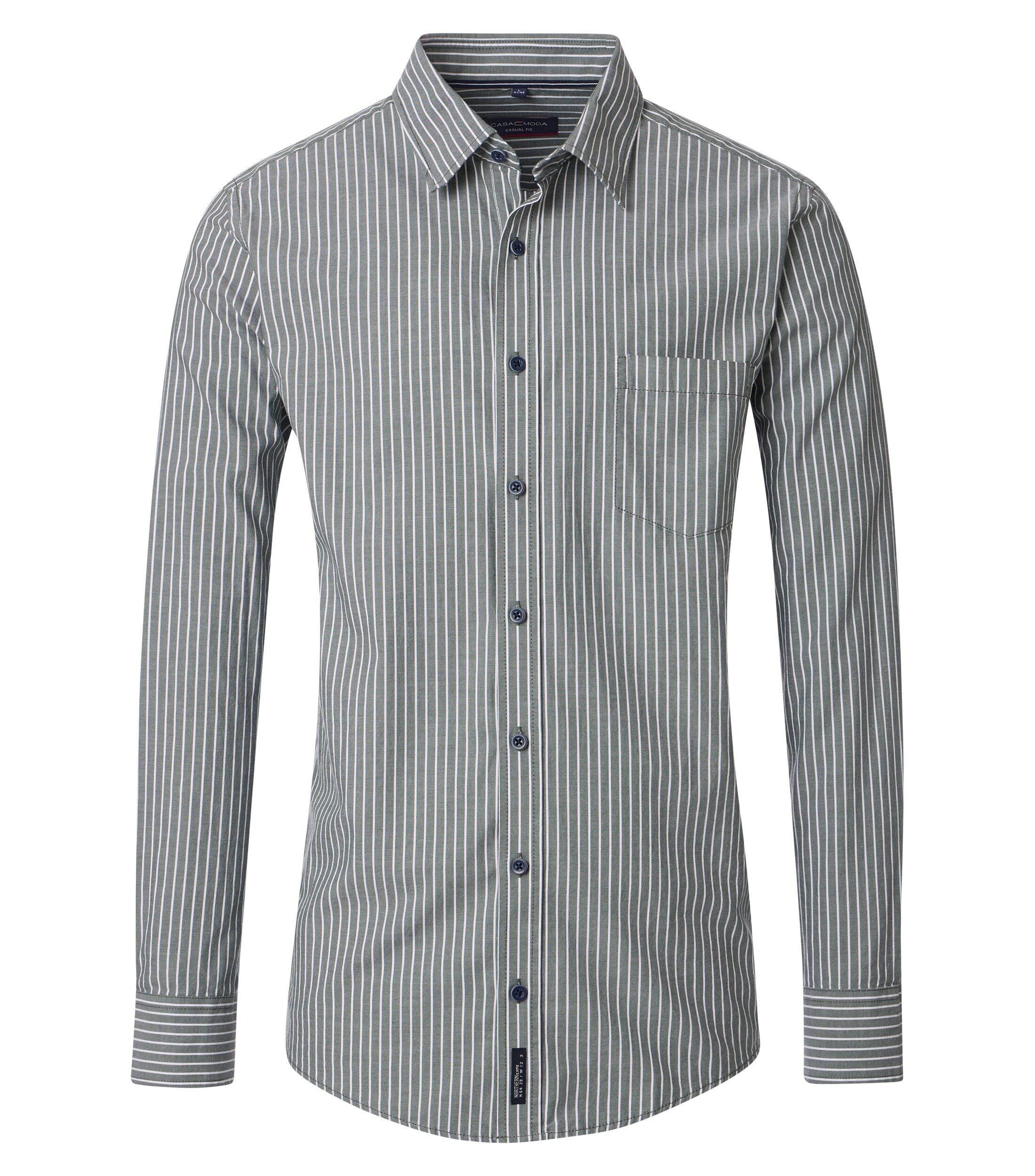 CASA MODA Sport casual fit overhemd, Oxford, lichtgroen gestreept