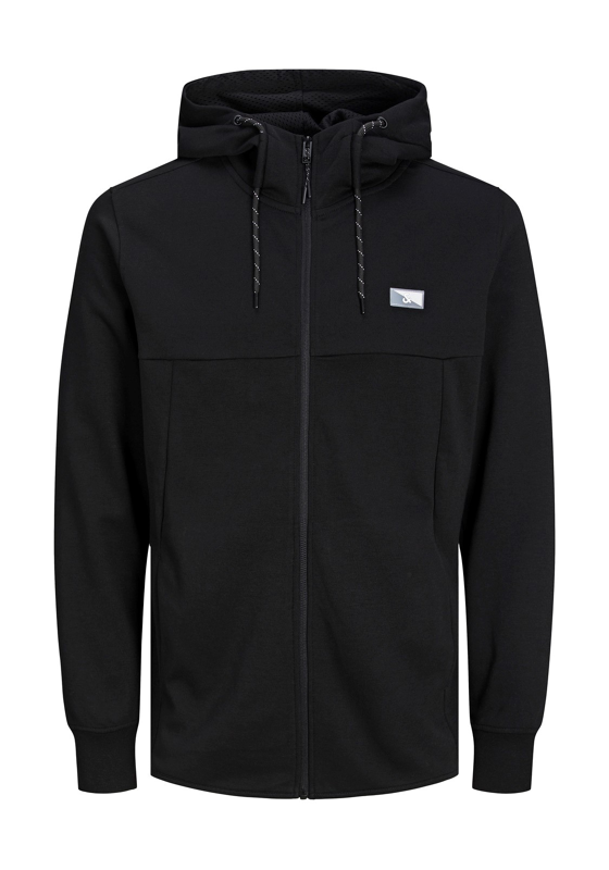 JACK & JONES Air sweat zip hood regular fit, heren sweatvest katoenmengsel met capuchon, zwart JACK & JONES Air sweat zip hood regular fit, heren sweatvest katoenmengsel met capuchon, zwart