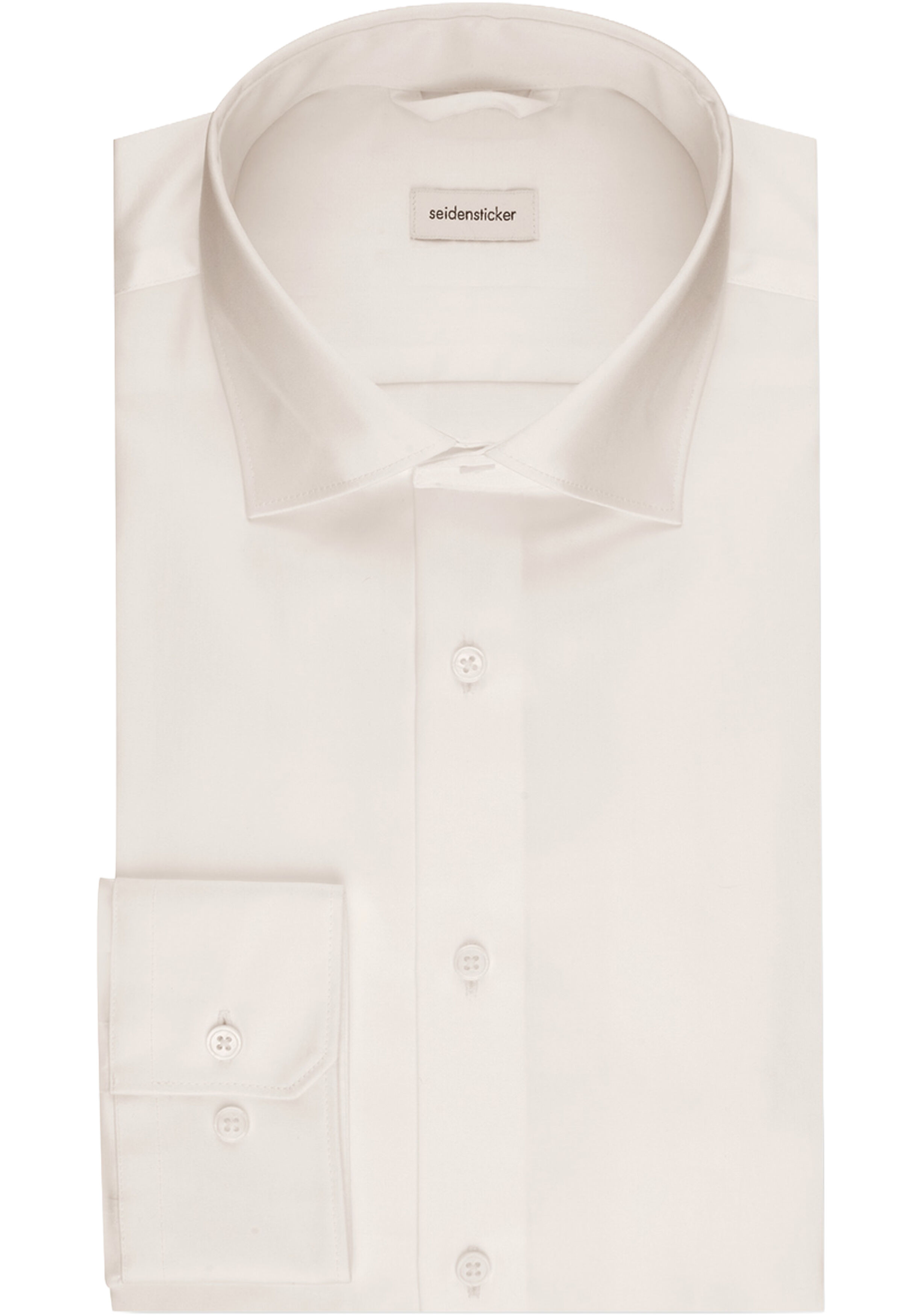Seidensticker slim fit overhemd, mouwlengte 7, popeline, wit