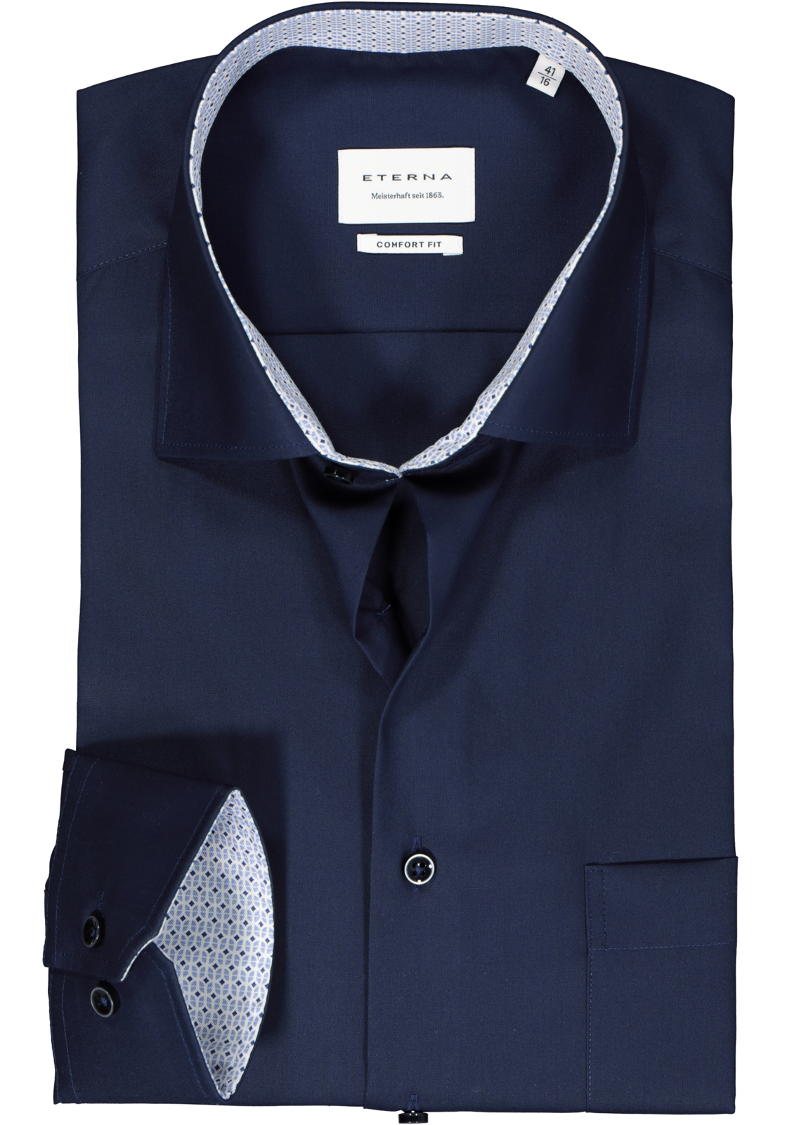 1-4067159269463_eterna-overhemd_HR ETERNA comfort fit overhemd, popeline, donkerblauw (contrast)