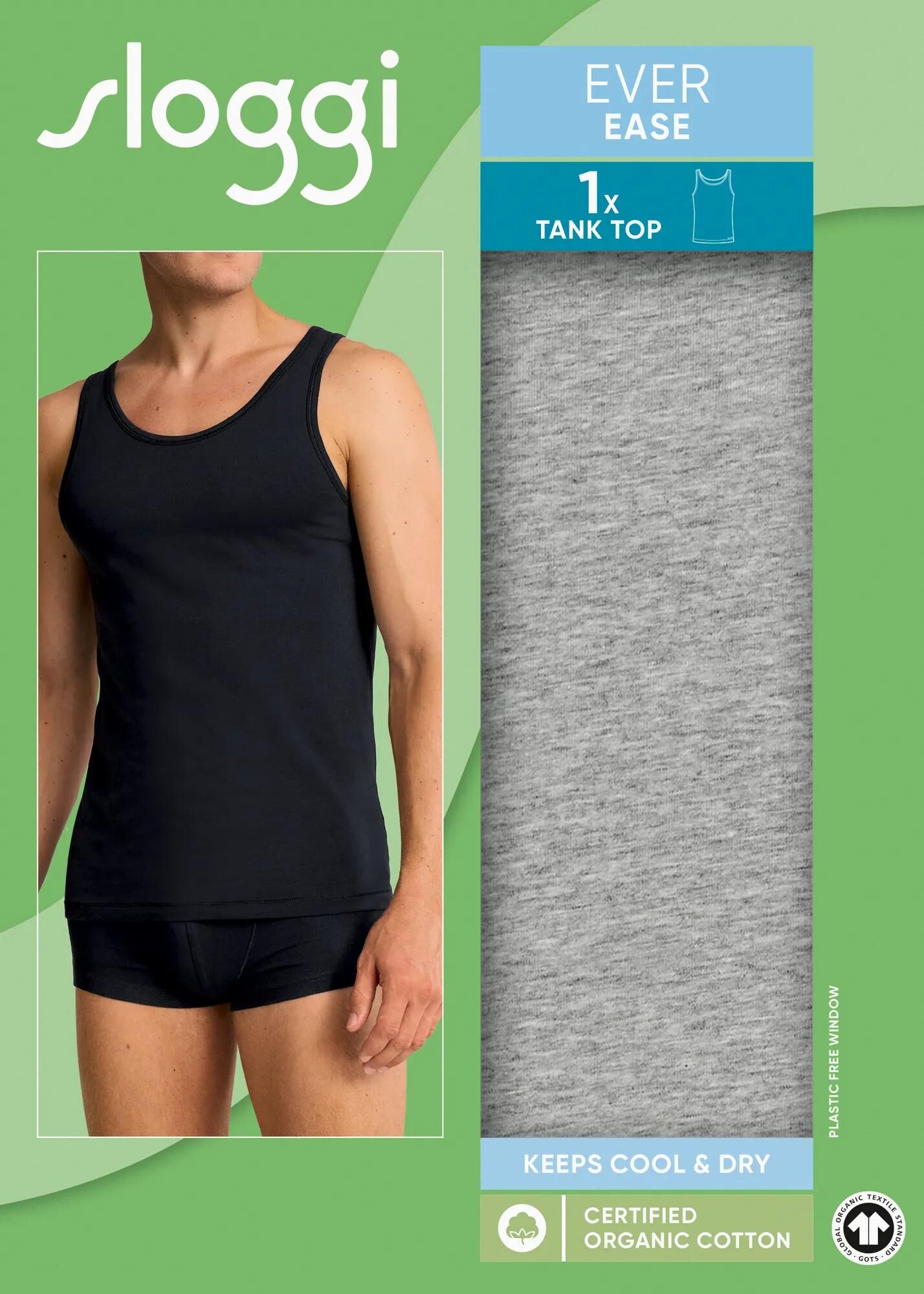 Sloggi Men EVER Ease Tank Top, heren mouwloos T-shirt (1-pack), donkergrijs melange