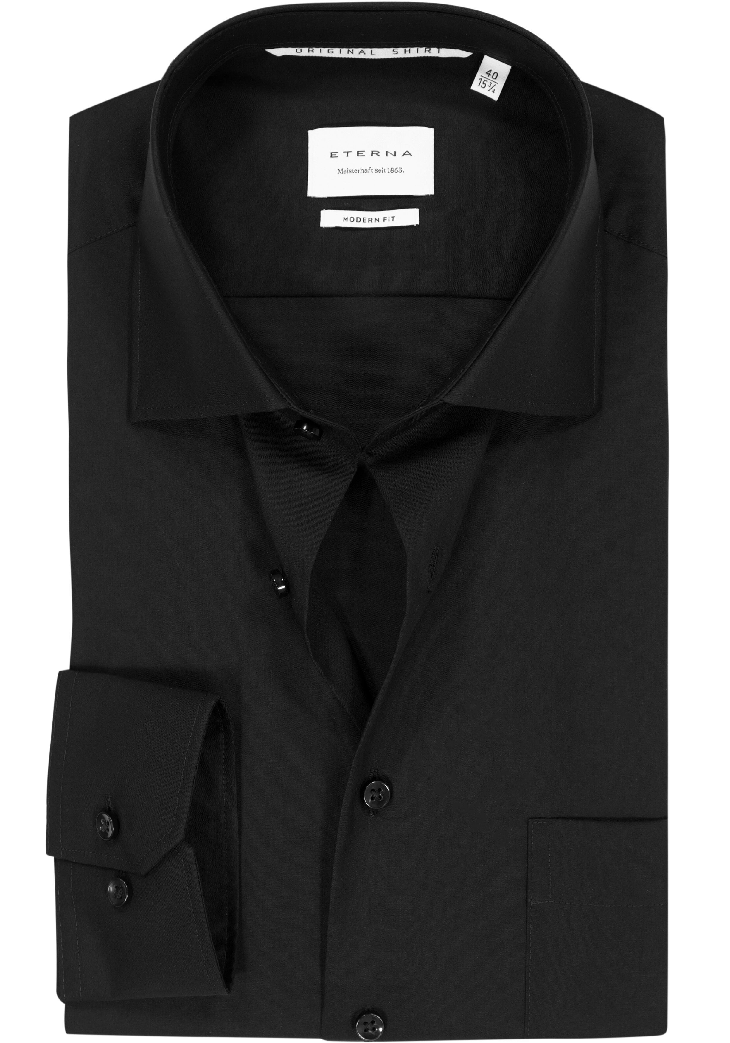 ETERNA modern fit overhemd, popeline, zwart