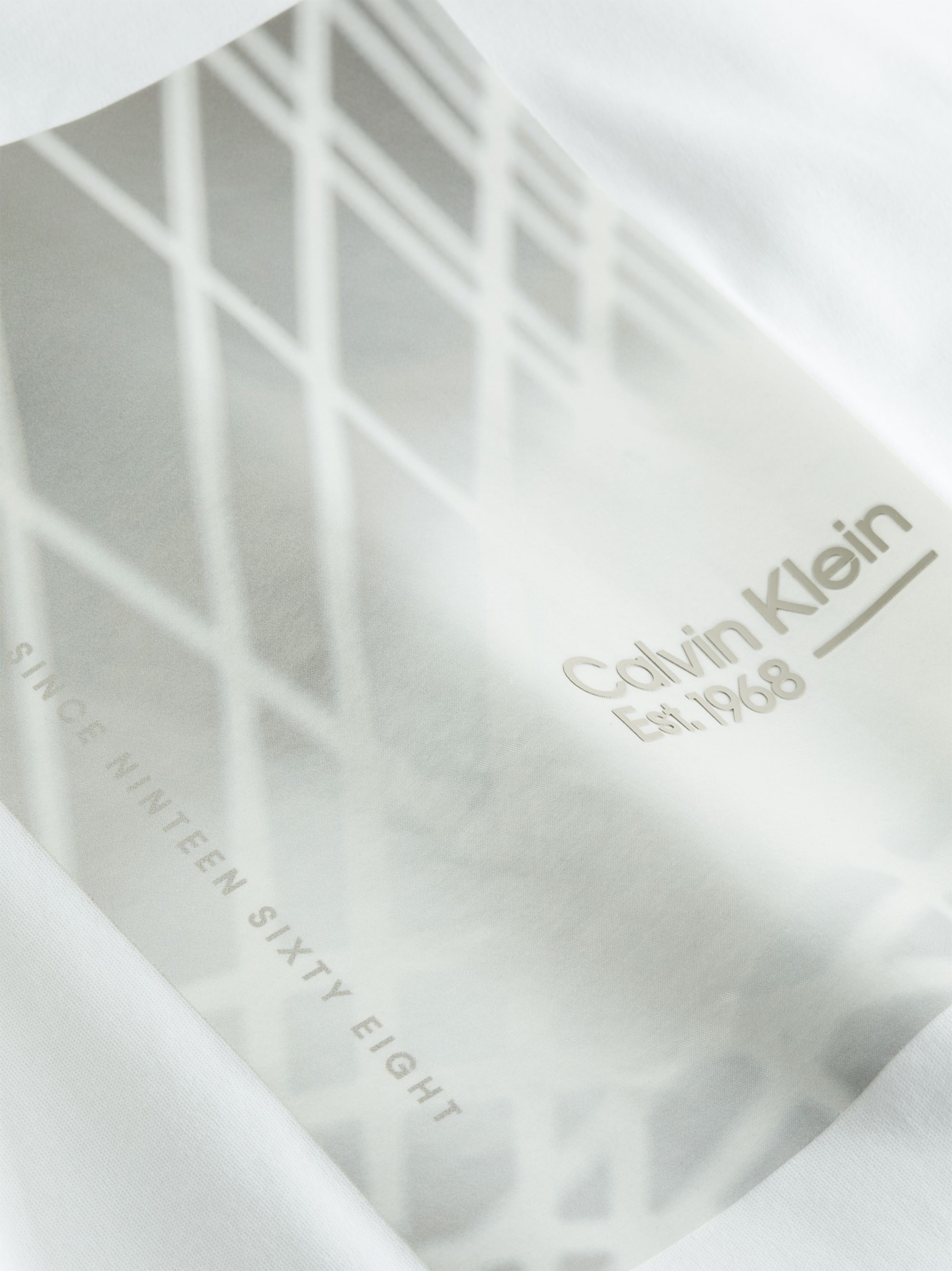 Calvin Klein Linear Graphic Interlock T-shirt, heren T-shirt korte mouw O-hals, wit dessin