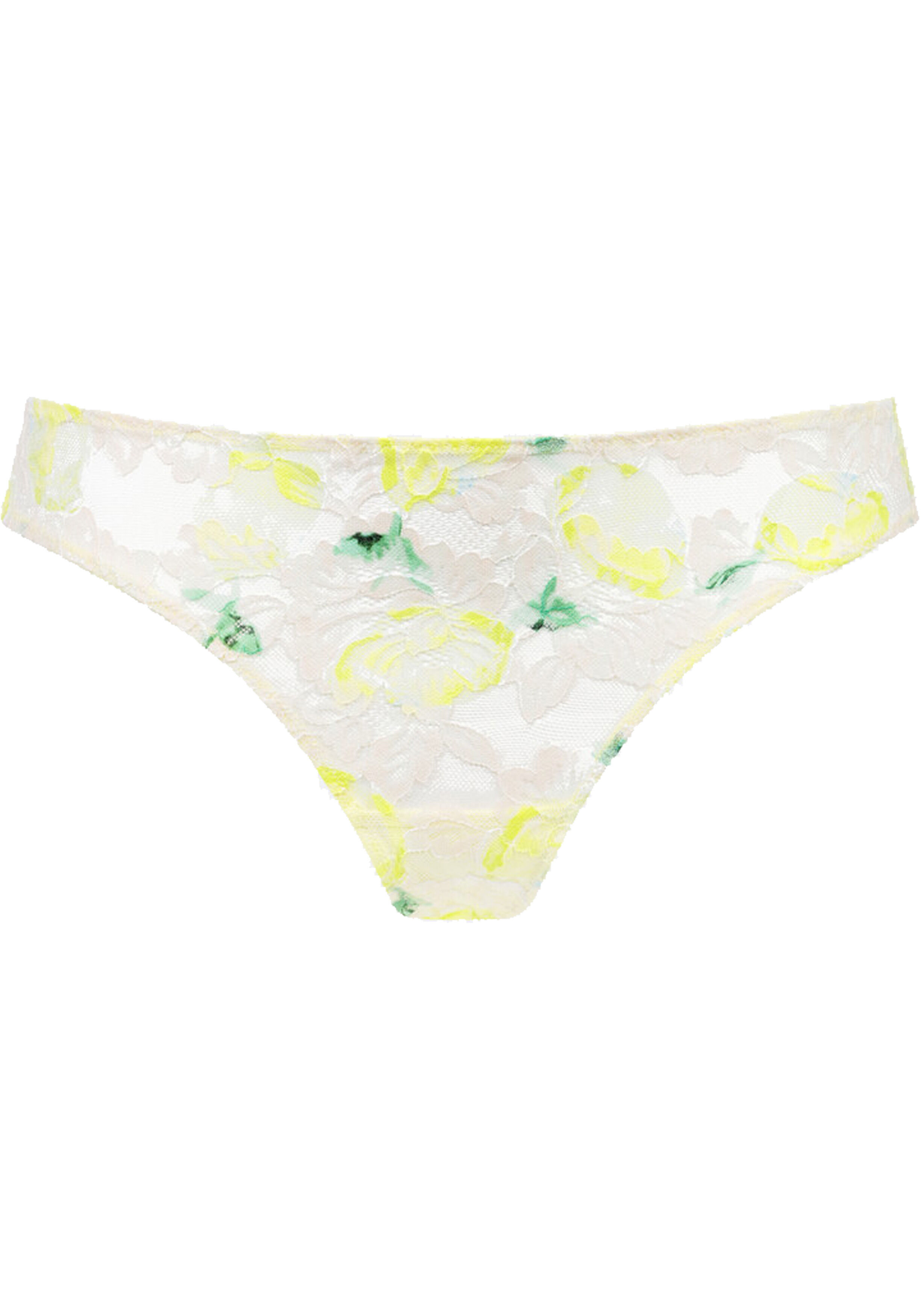 Mey dames thong Amazing, string, lichtgeel met groen en offwhite