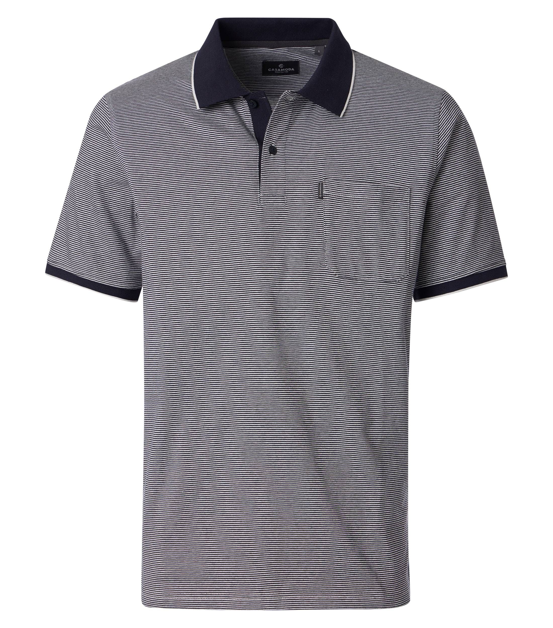 CASA MODA comfort fit heren polo, blauw dessin