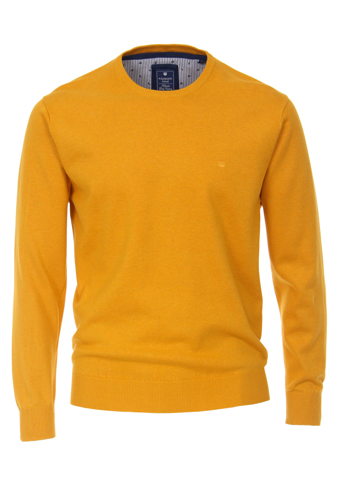1-4061933087809-redmond-trui_HR Redmond heren trui katoen O-hals, okergeel