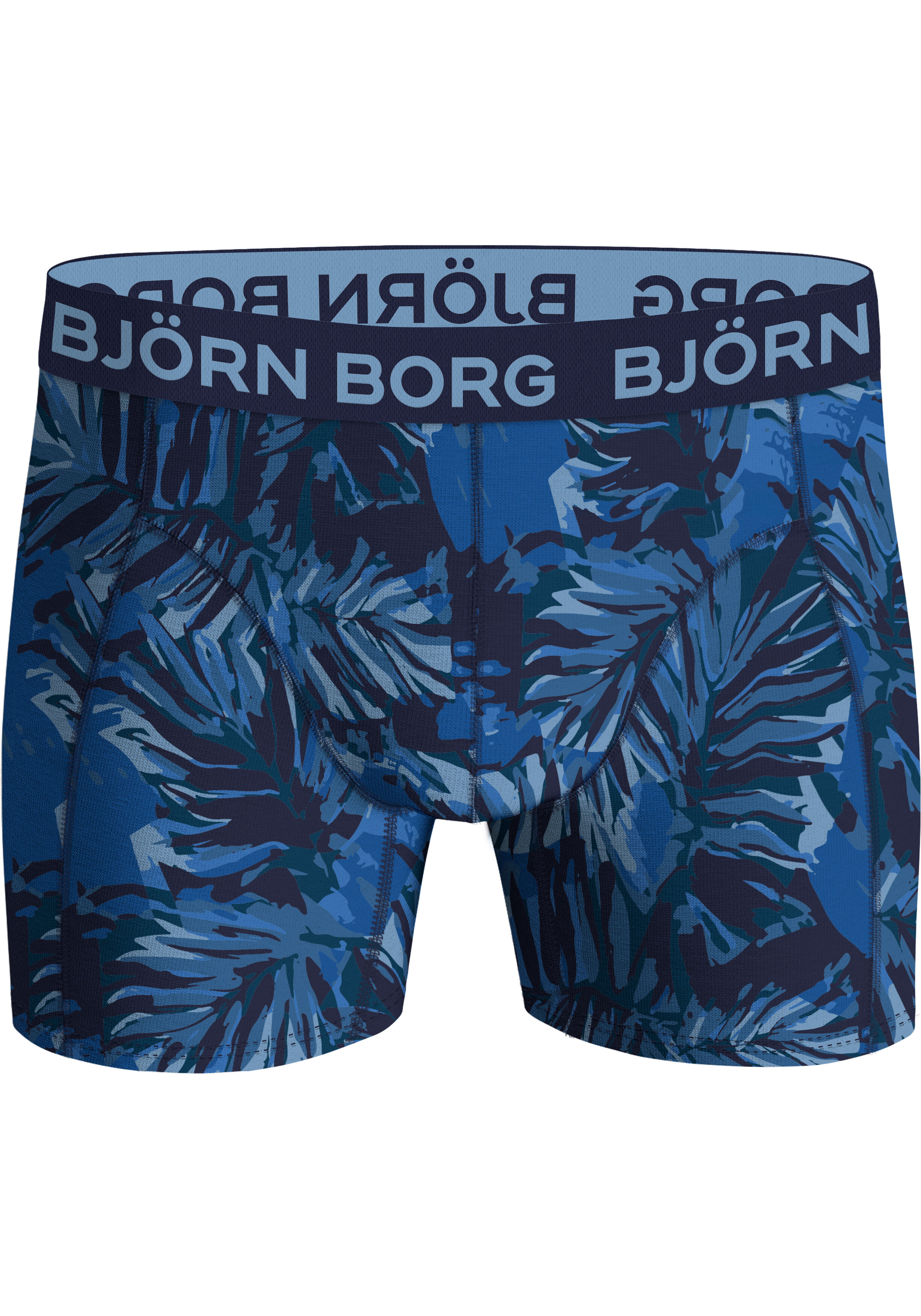 Bjorn Borg Cotton Stretch boxers, heren boxers normale lengte (3-pack), 2 tinten blauw en bladeren print