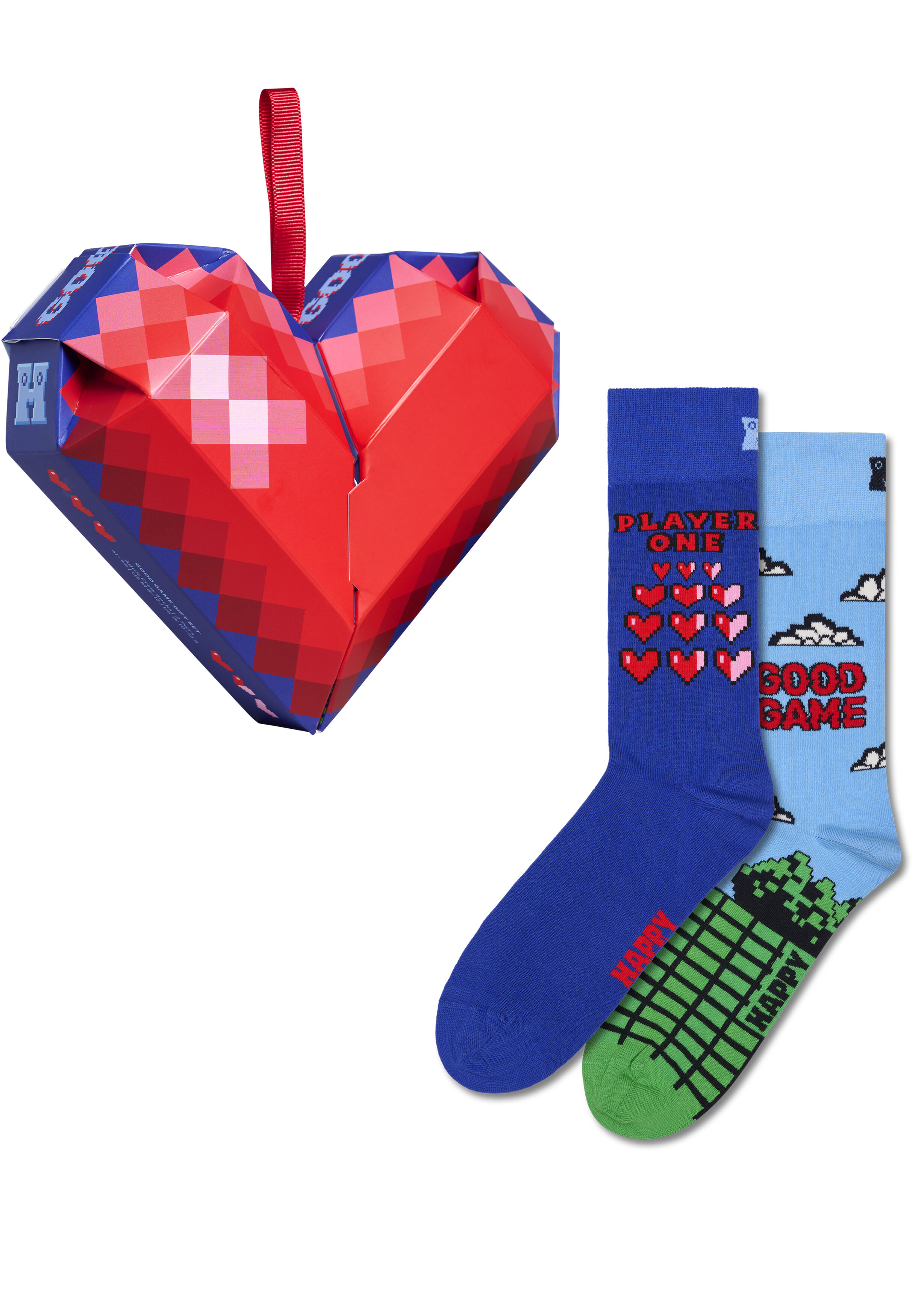 Happy Socks Good Game Socks Gift Set (2-pack), unisex sokken in cadeauverpakking, rood