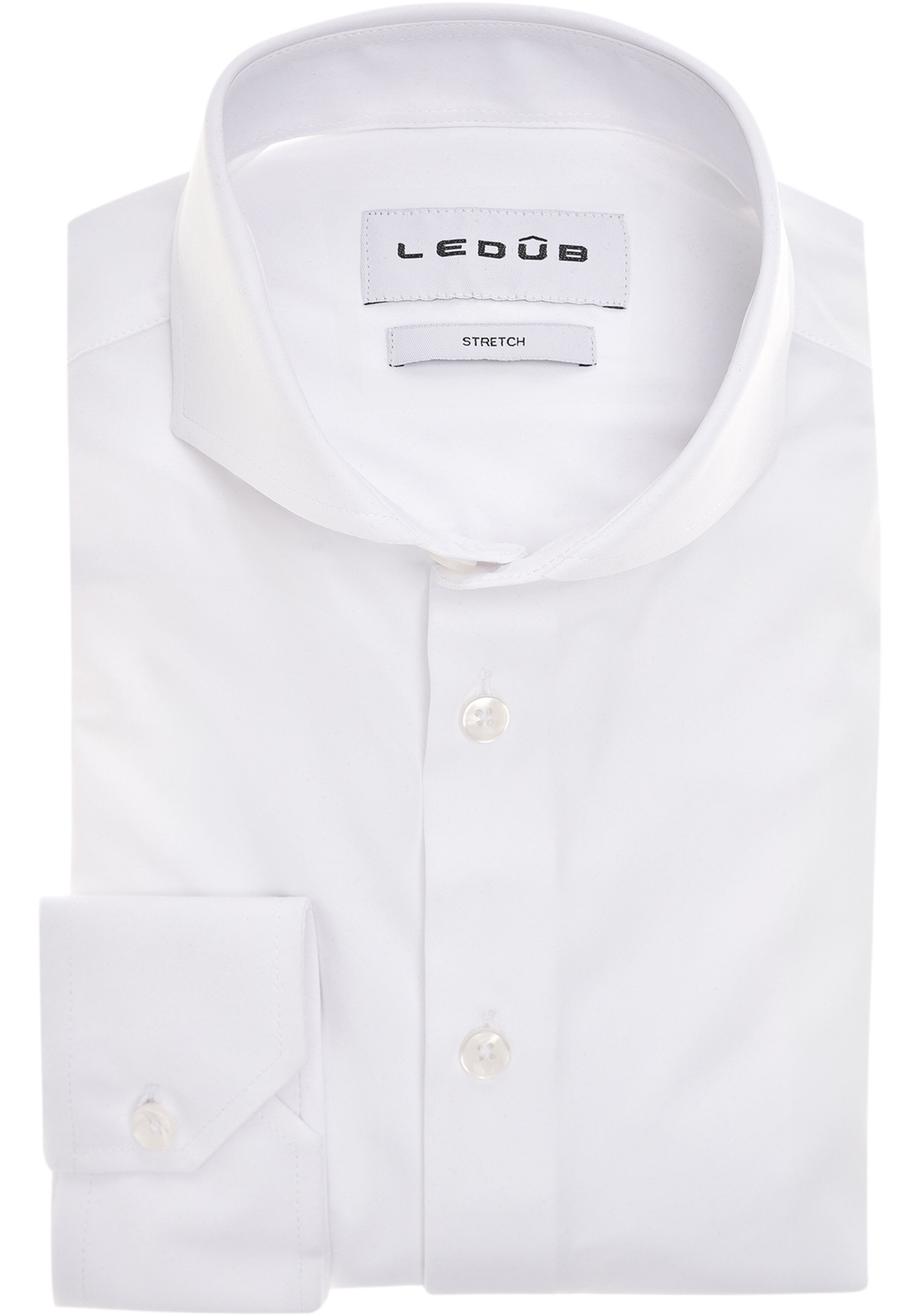 Ledub slim fit overhemd, popeline, wit