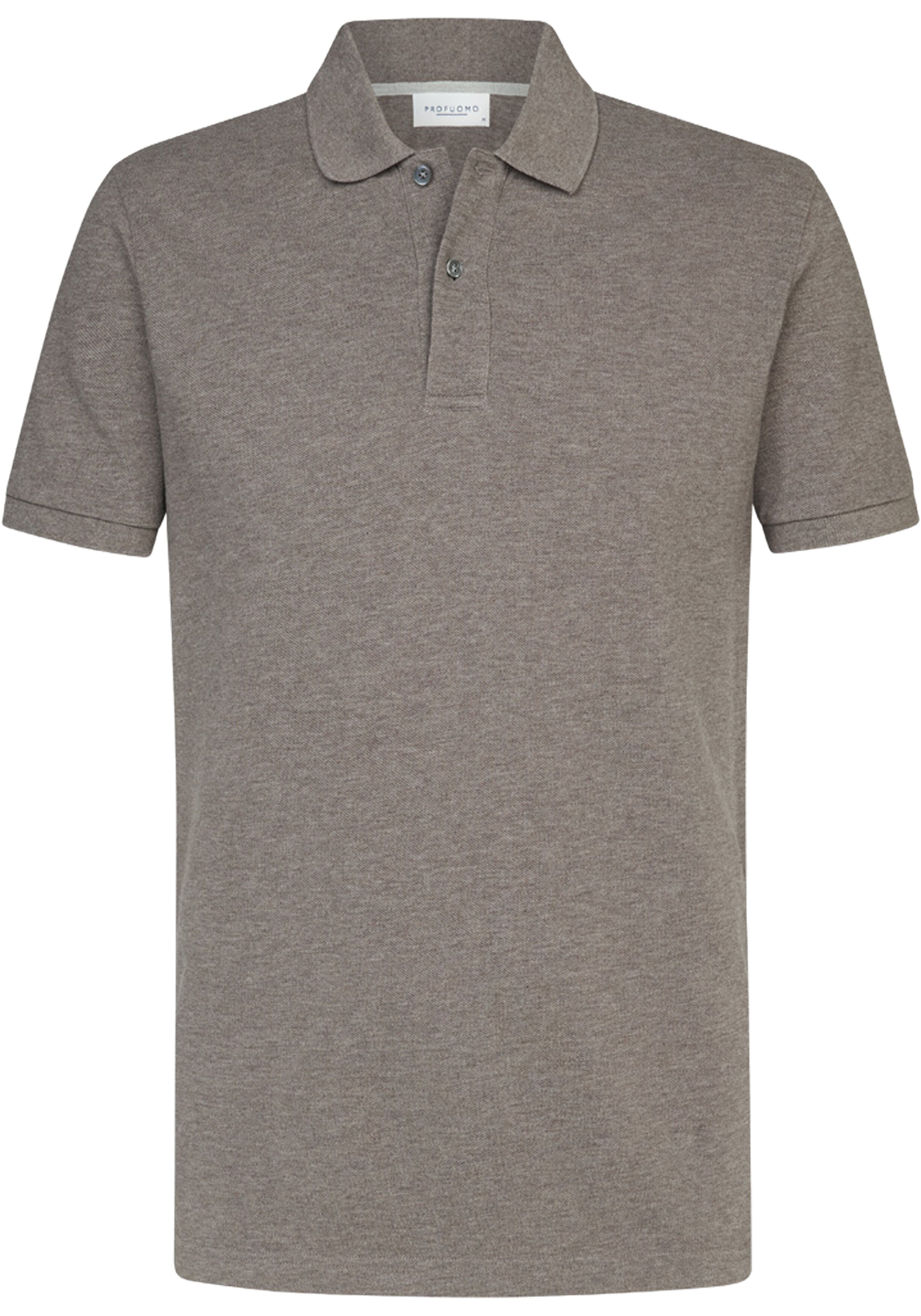 Profuomo slim fit heren polo, bruin