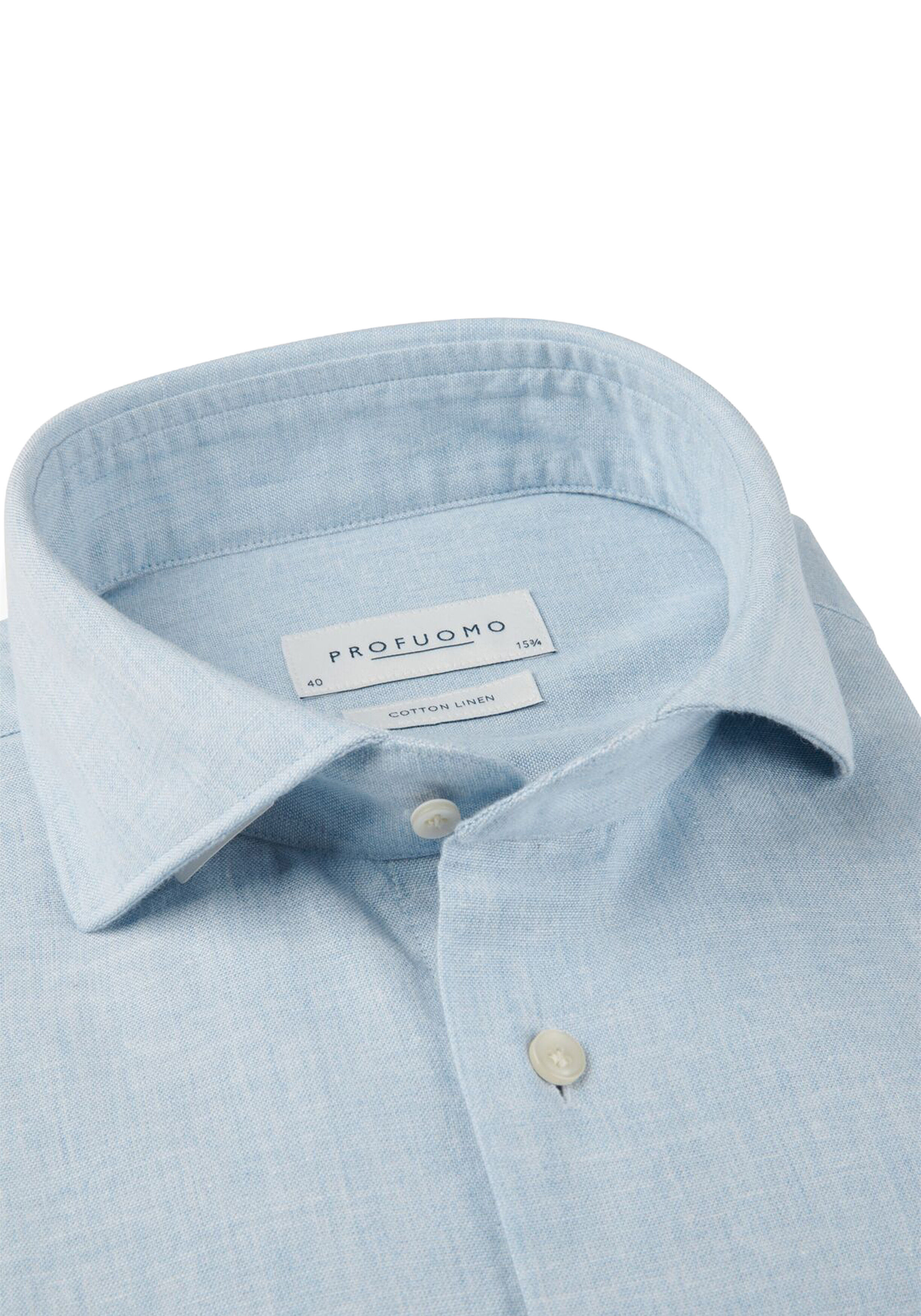 Profuomo slim fit heren overhemd, structuur, lichtblauw