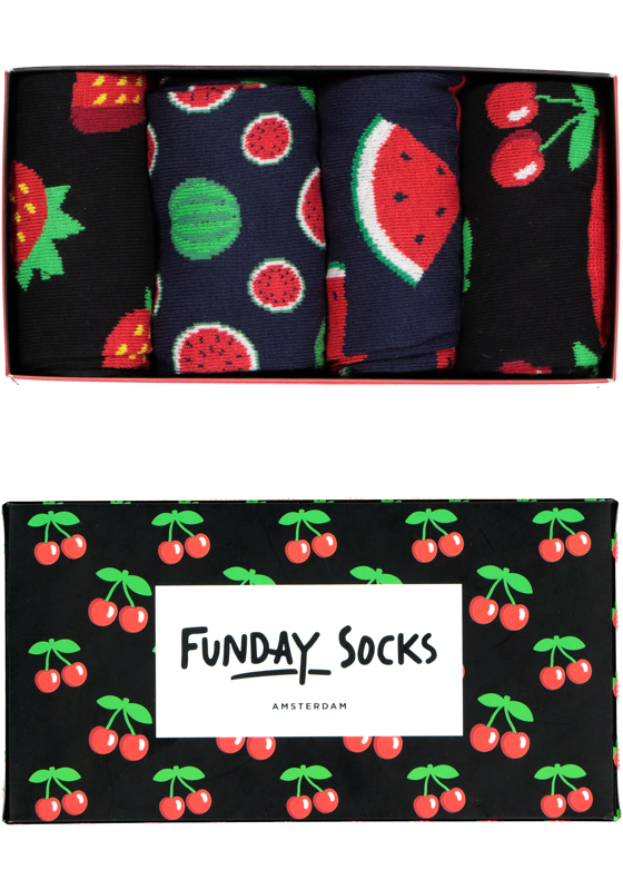 Funday Socks Giftset unisex sokken (4-pack), Fruit in een doosje Funday Socks Giftset unisex sokken (4-pack), Fruit in een doosje