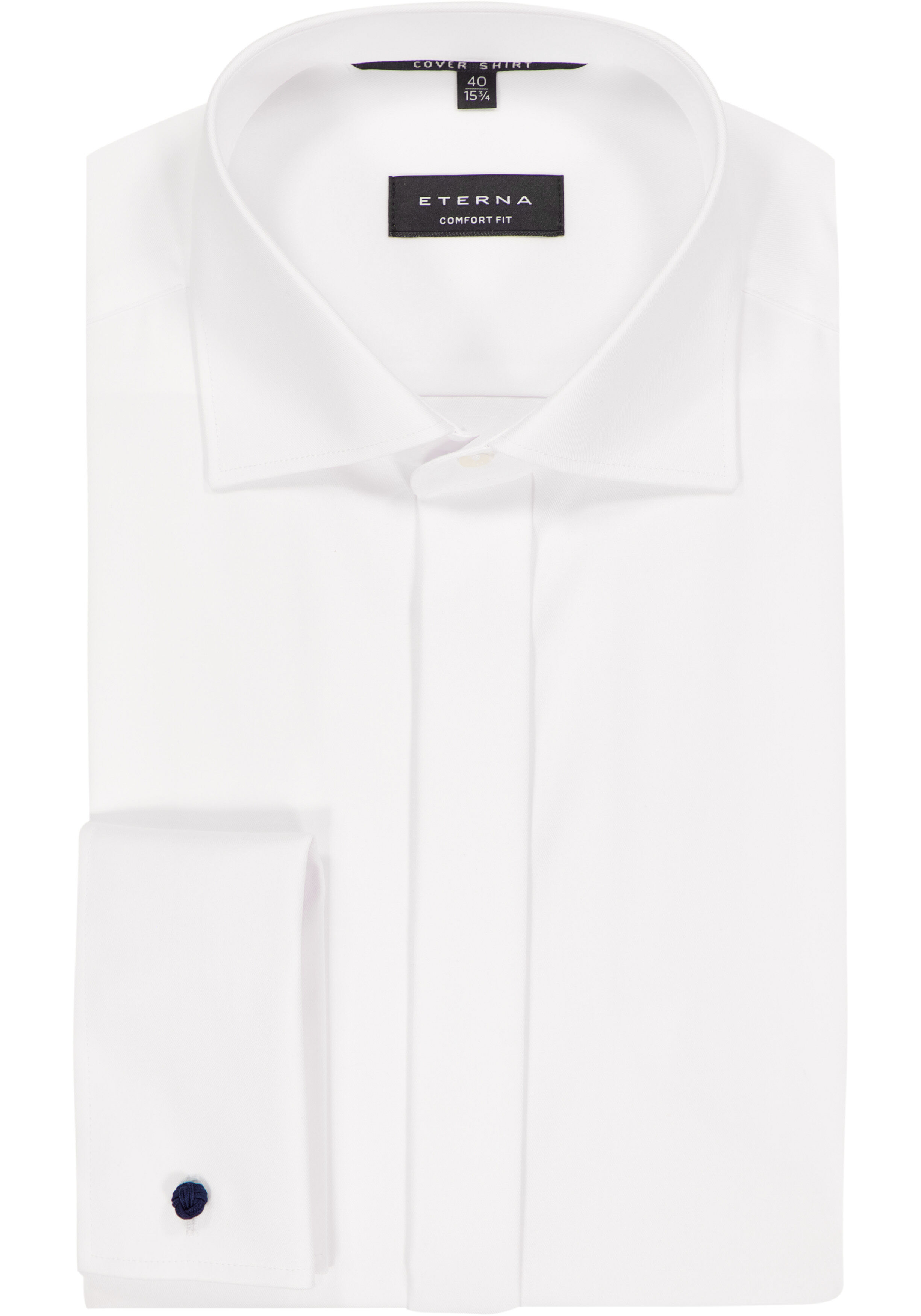 ETERNA comfort fit overhemd, dubbele manchet, niet doorschijnend twill heren overhemd, wit