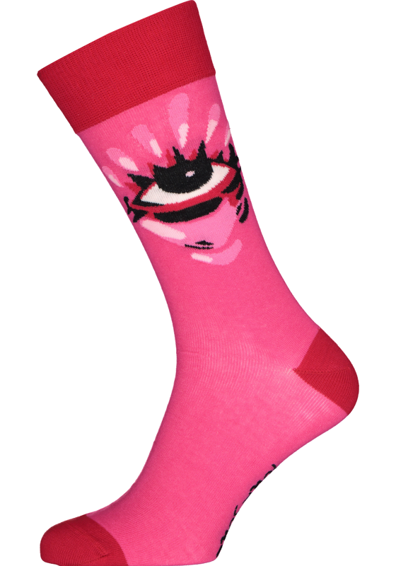 Spiri Socks Fire of live, unisex sokken, roze met rood Spiri Socks Fire of live, unisex sokken, roze met rood