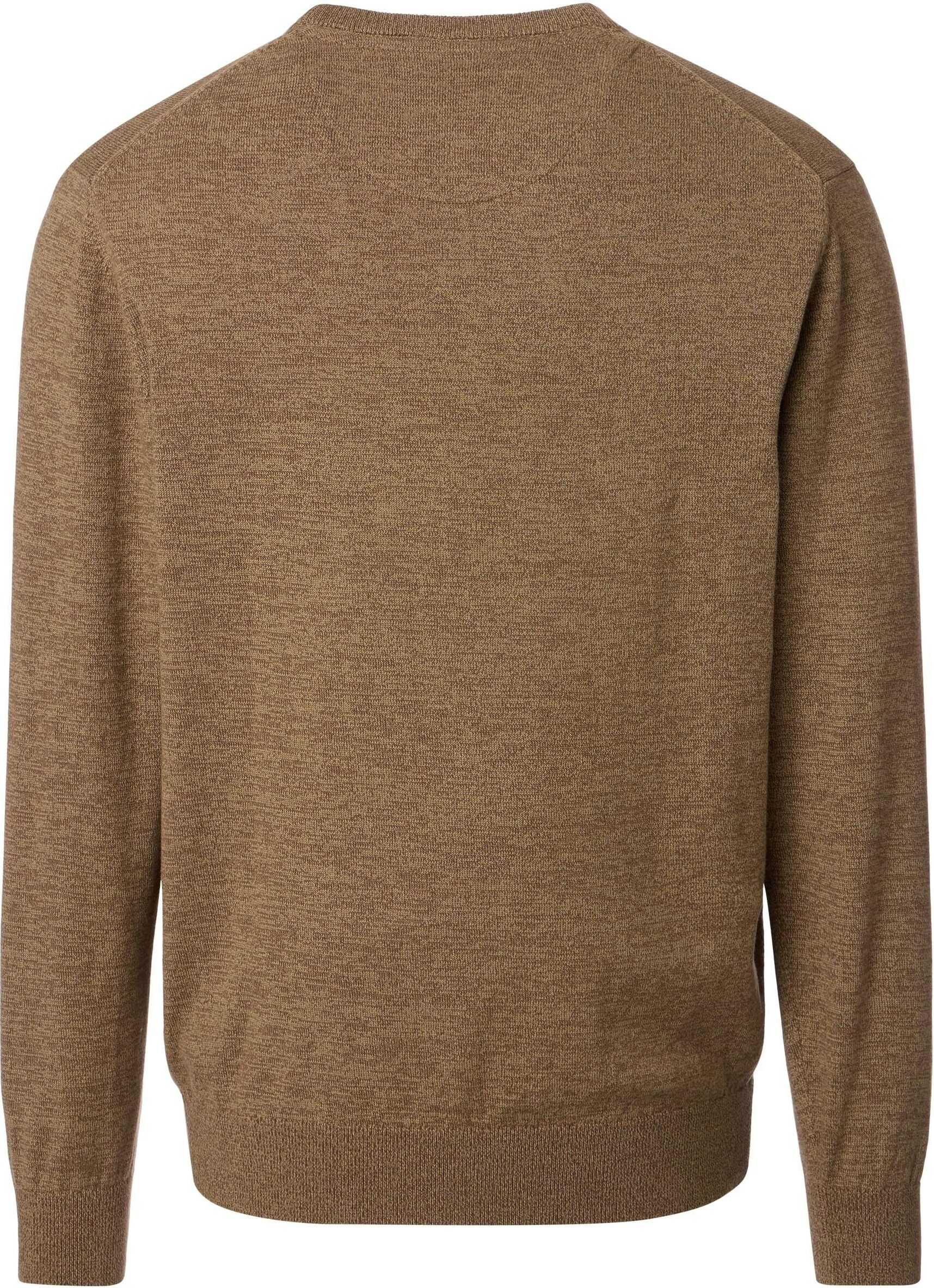 Redmond heren trui katoen, O-hals, bruin-bruin en beige